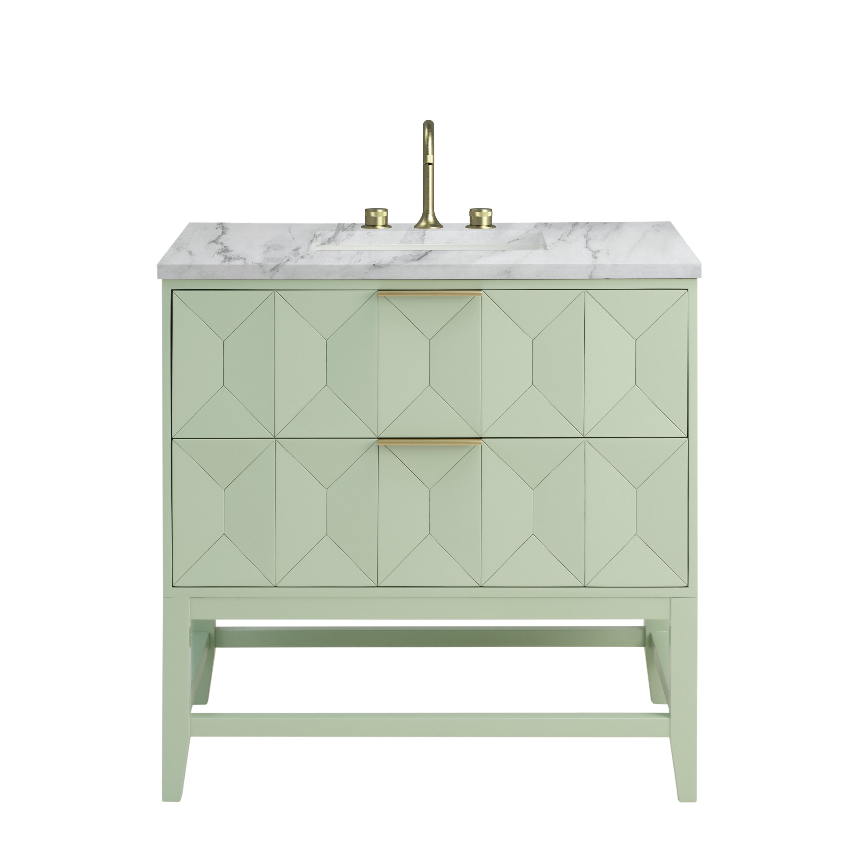 Pistachio / Carrara White - 3 Faucet Holes