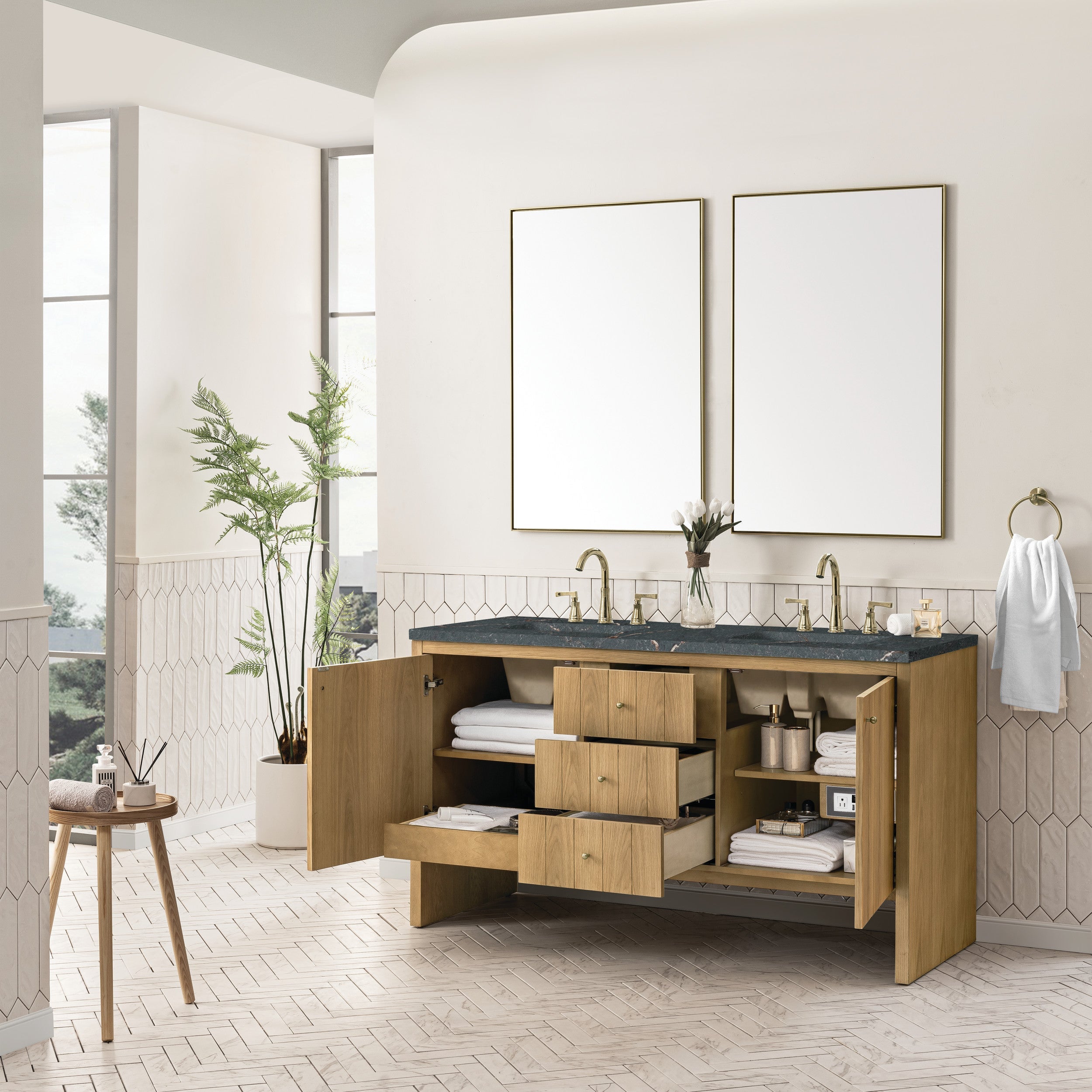 Light Natural Oak / Parisien Bleu - 3 Faucet Holes
