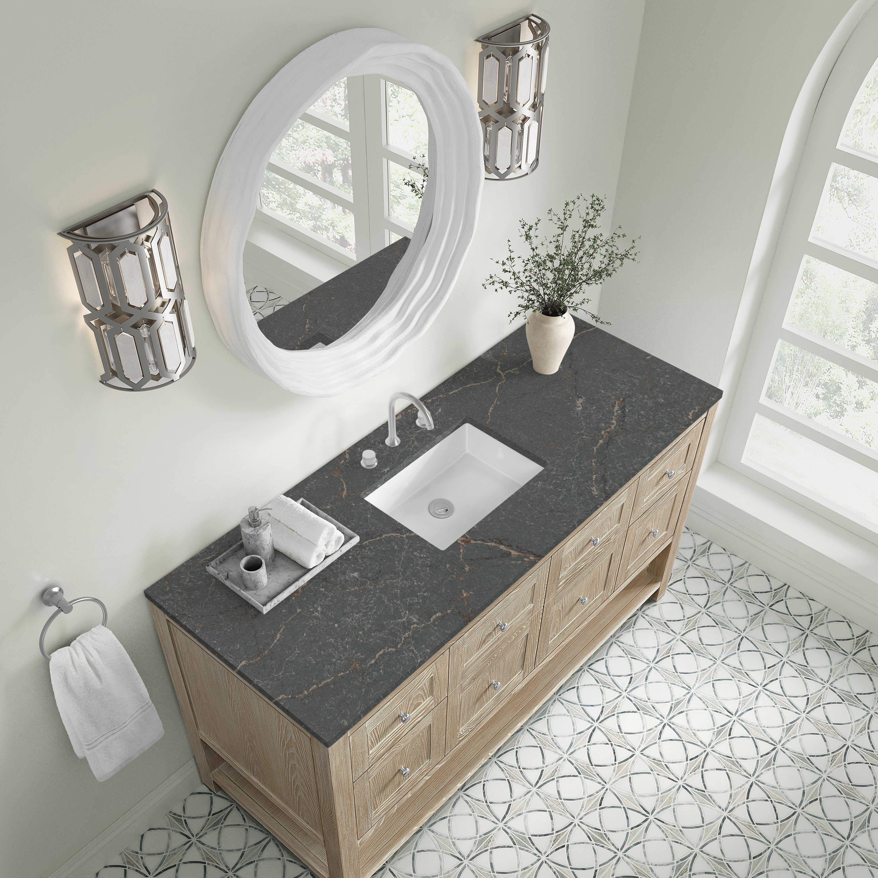 Whitewashed Oak / Parisien Bleu - 3 Faucet Holes