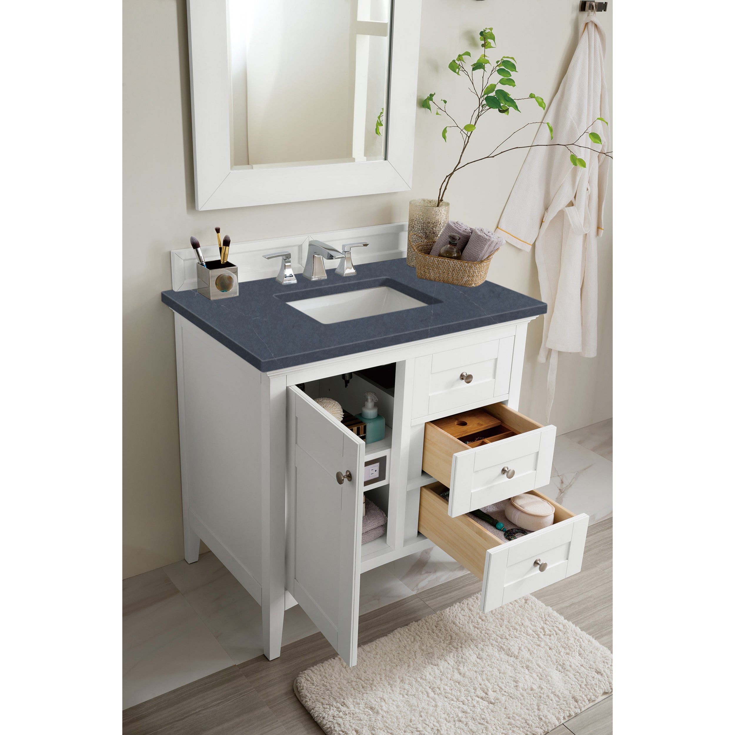 Bright White / Charcoal Soapstone - 3 Faucet Holes