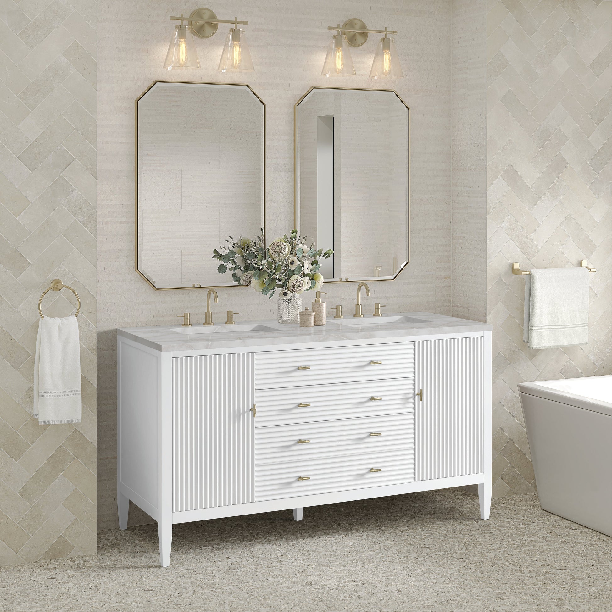 Bright White / Victorian Silver - 3 Faucet Holes
