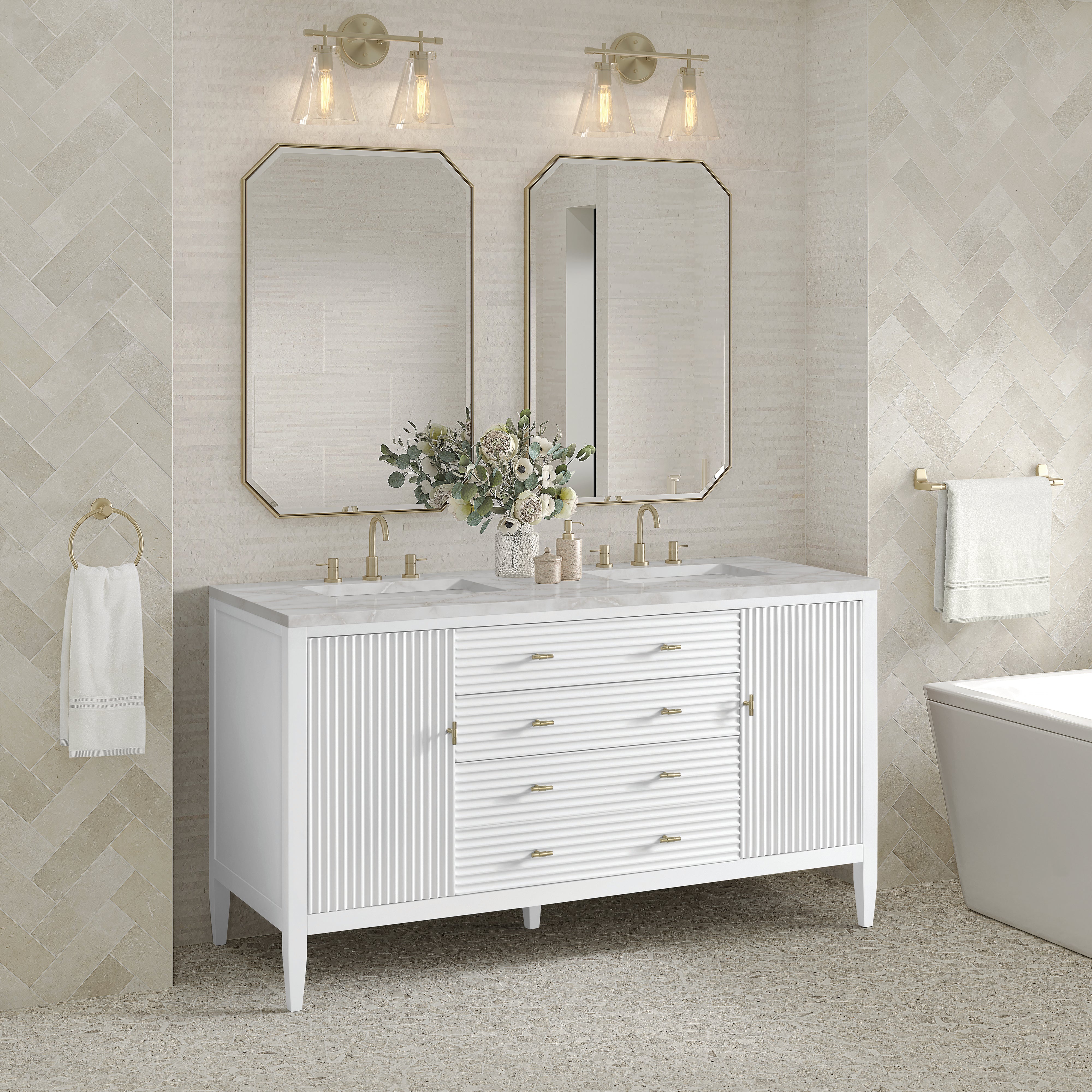 Bright White / Victorian Silver - 3 Faucet Holes