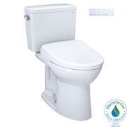 Toto Drake Washlet+ Two Piece Elongated 1.28 GPF Tornado Flush Toilet and S7A Contemporary Bidet Seat with Auto Flush