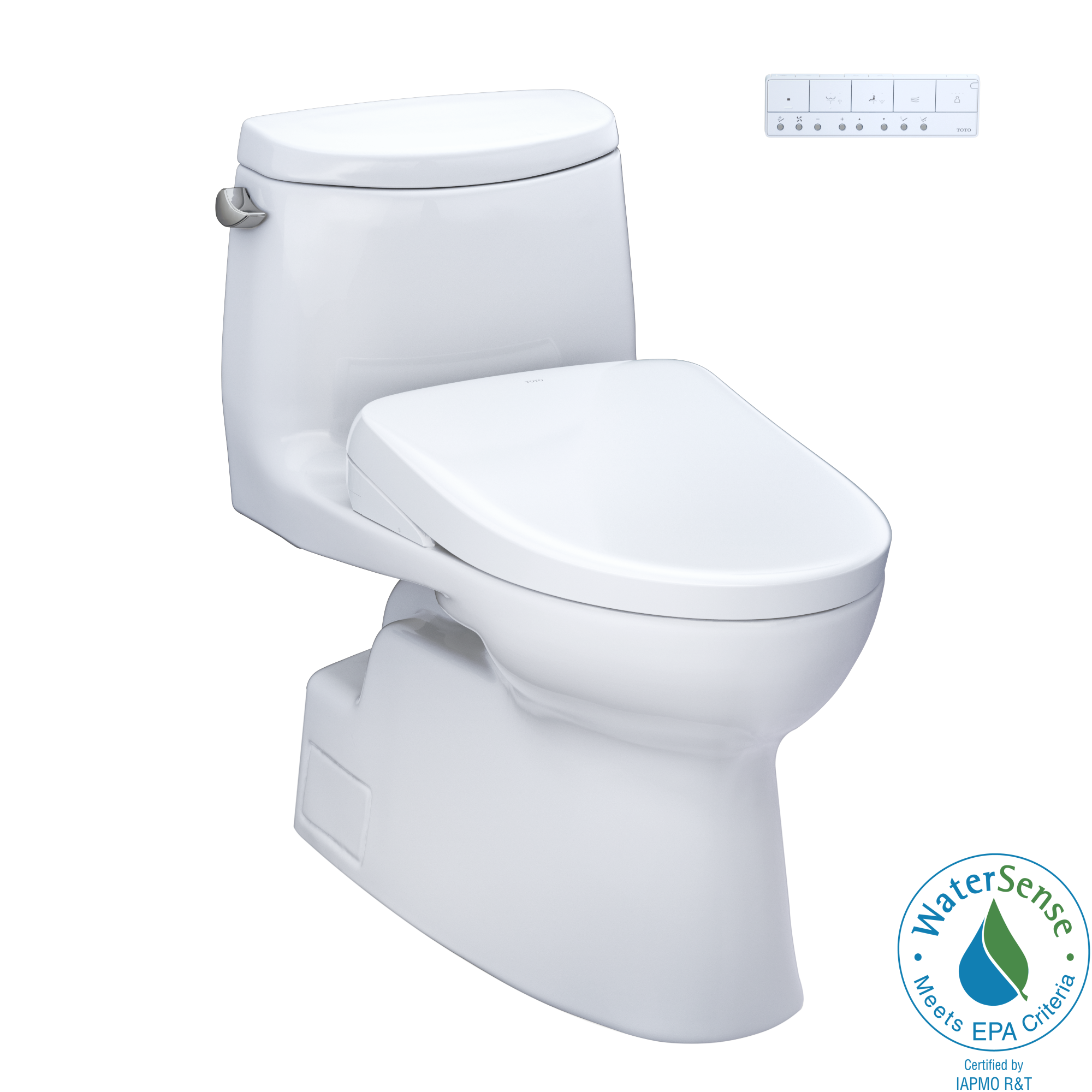 Toto Washlet+ Carlyle II One Piece Elongated 1.28 GPF Toilet with Auto Flush Washlet+ S7 Contemporary Bidet Seat