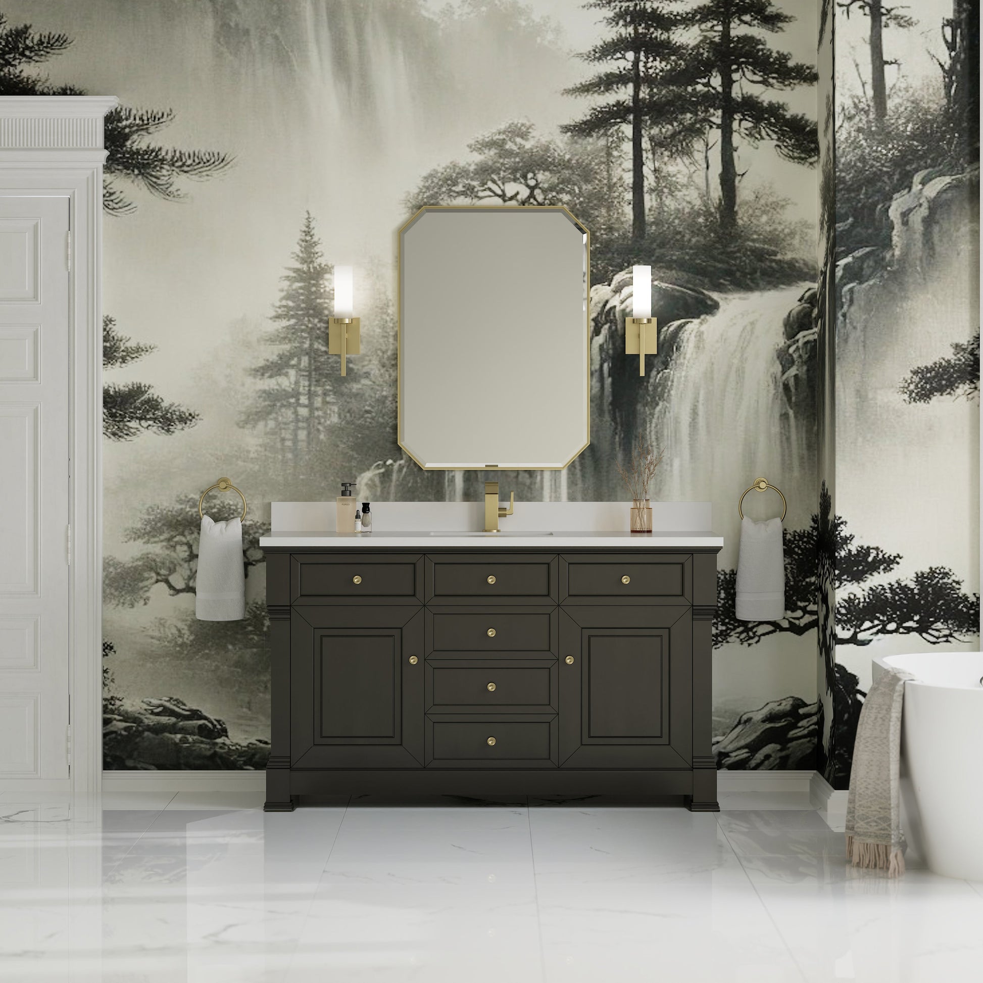 Black Onyx / White Zeus - 1 Faucet Hole