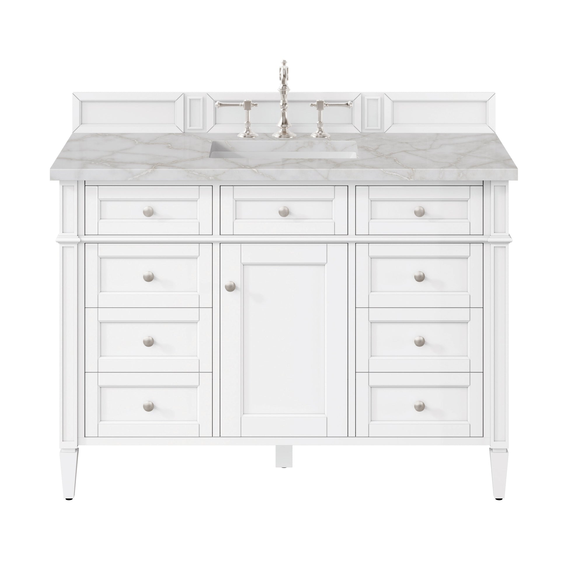 Bright White / Victorian Silver - 3 Faucet Holes