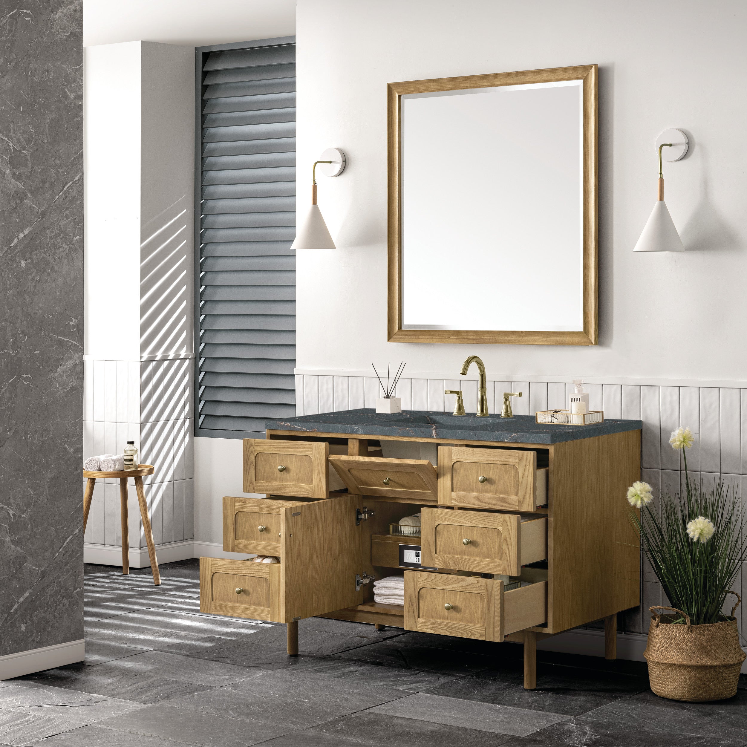 Light Natural Oak / Parisien Bleu - 3 Faucet Holes