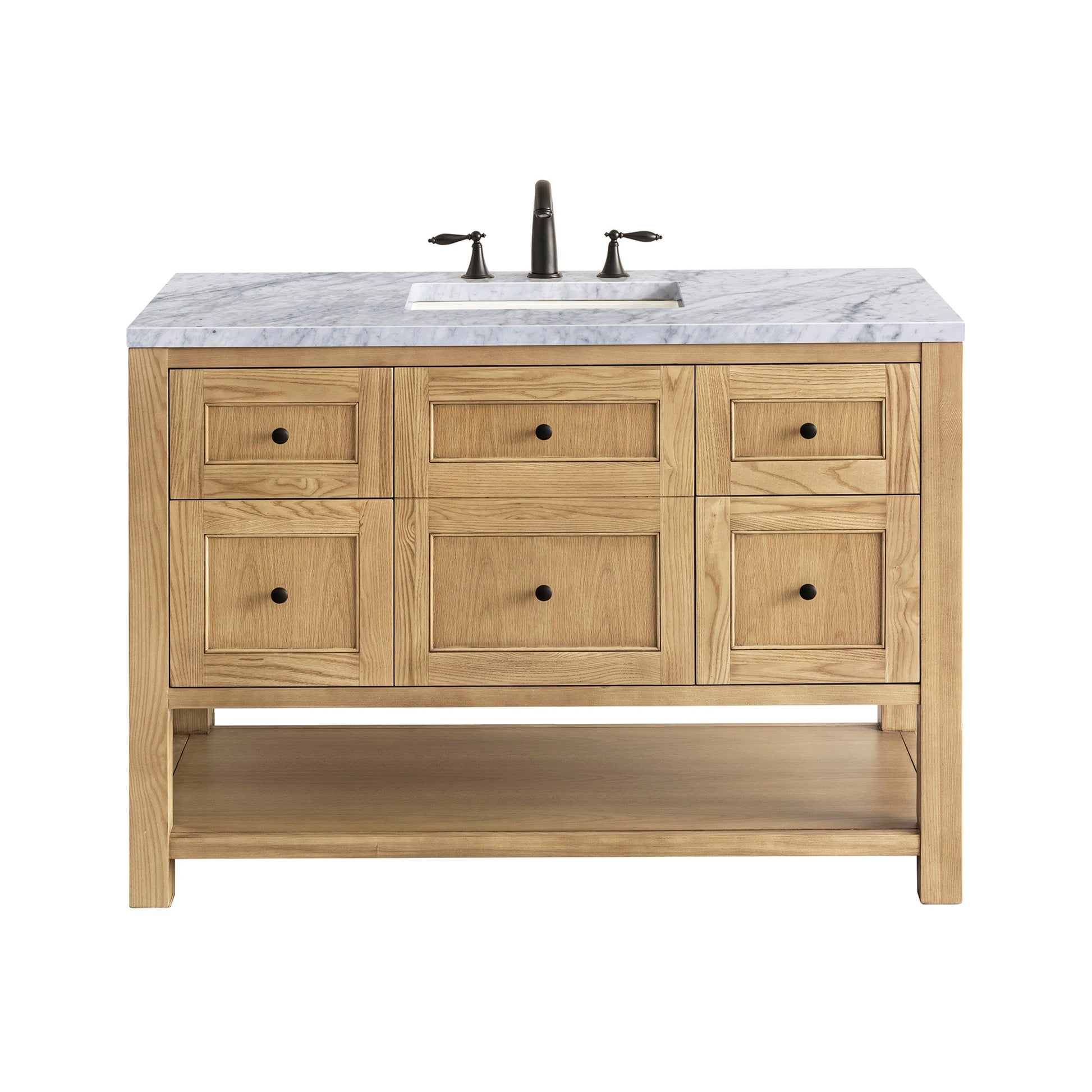 Light Natural Oak / Carrara White - 3 Faucet Holes
