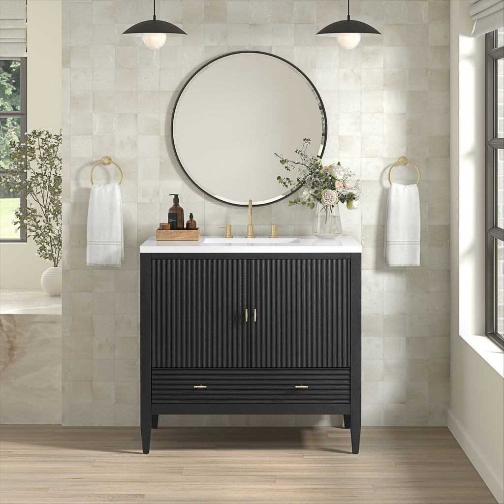 Carbon Oak / White Zeus - 3 Faucet Holes