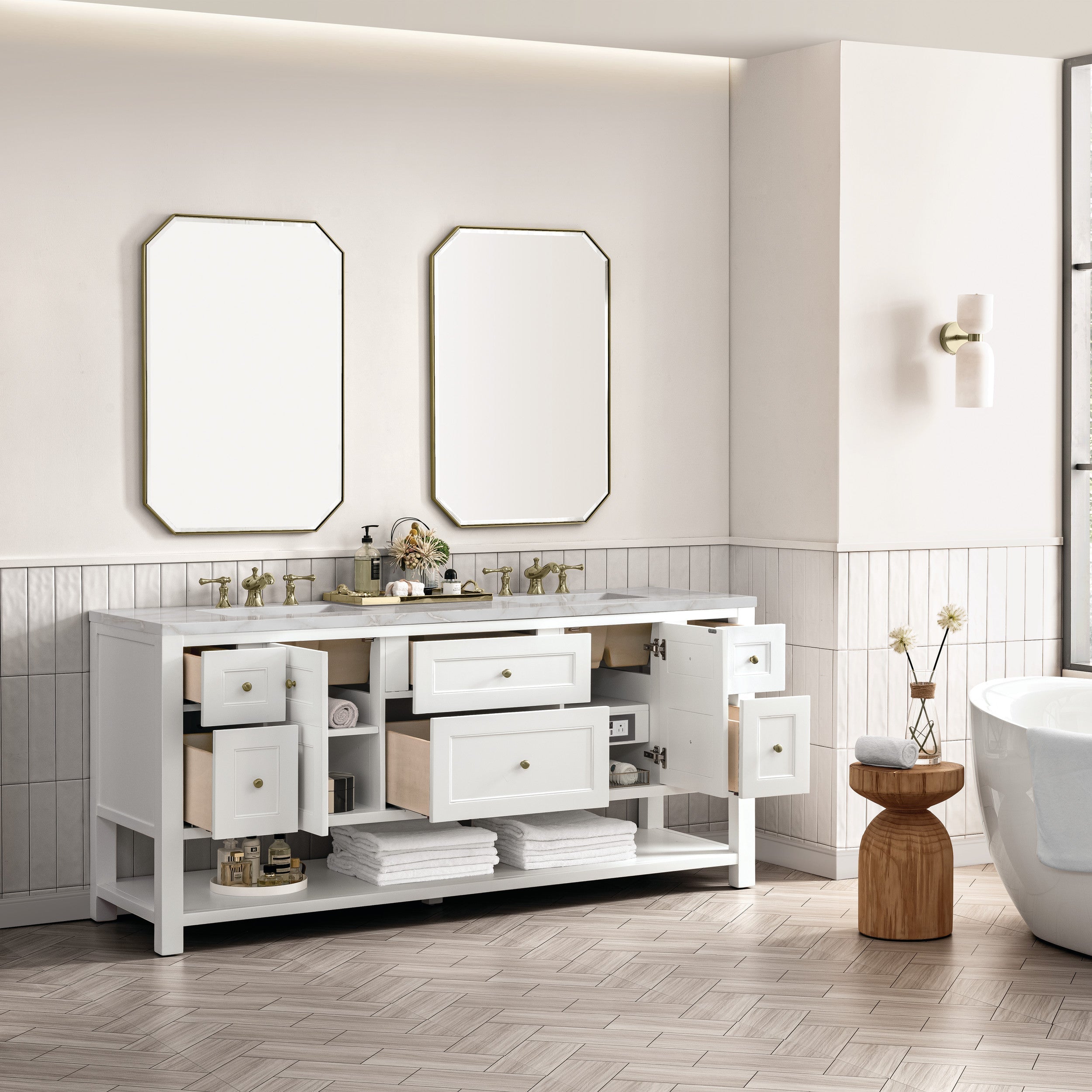 Bright White / Victorian Silver - 3 Faucet Holes
