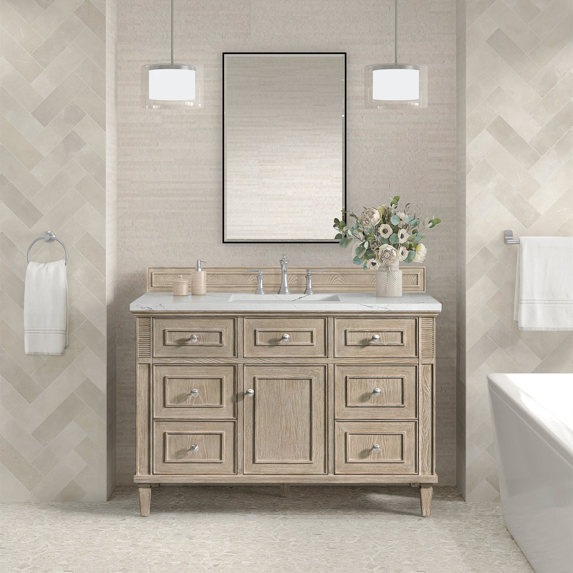 Whitewashed Oak / Ethereal Noctis - 3 Faucet Holes