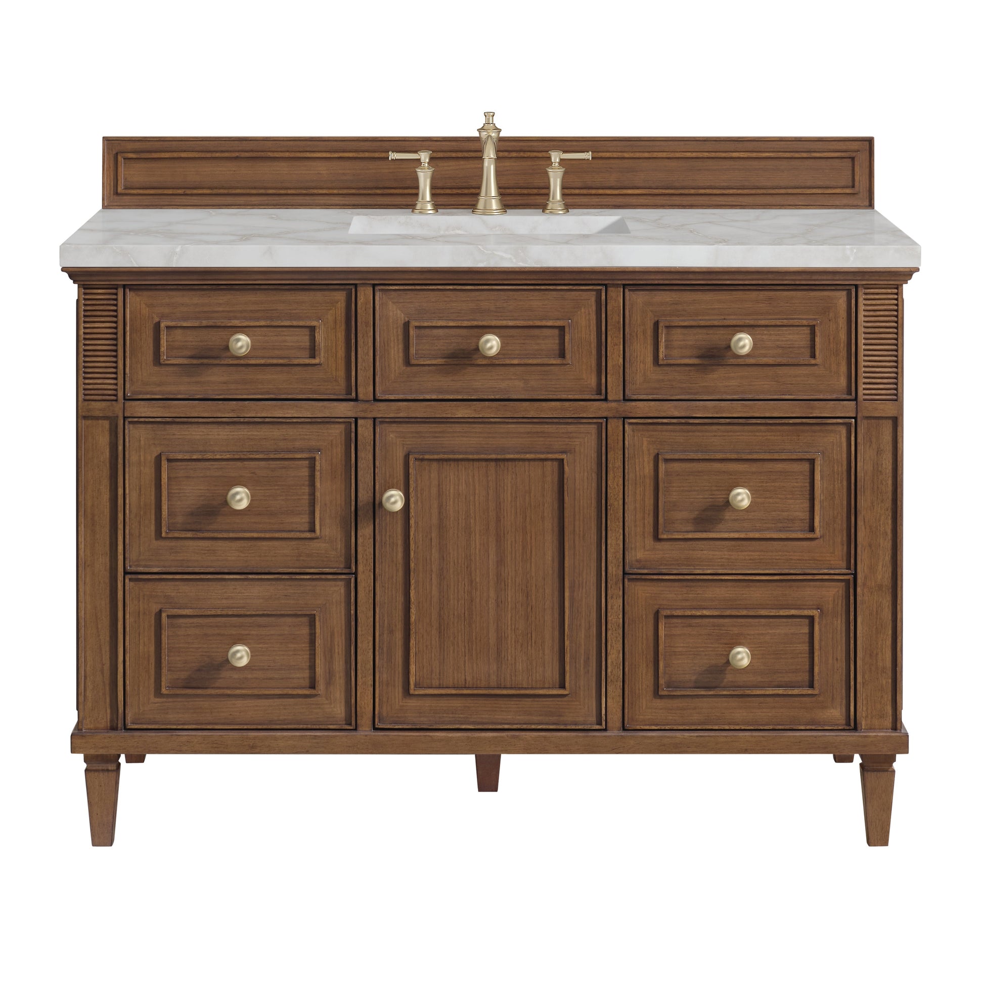 Mid-Century Walnut / Victorian Silver - 3 Faucet Holes