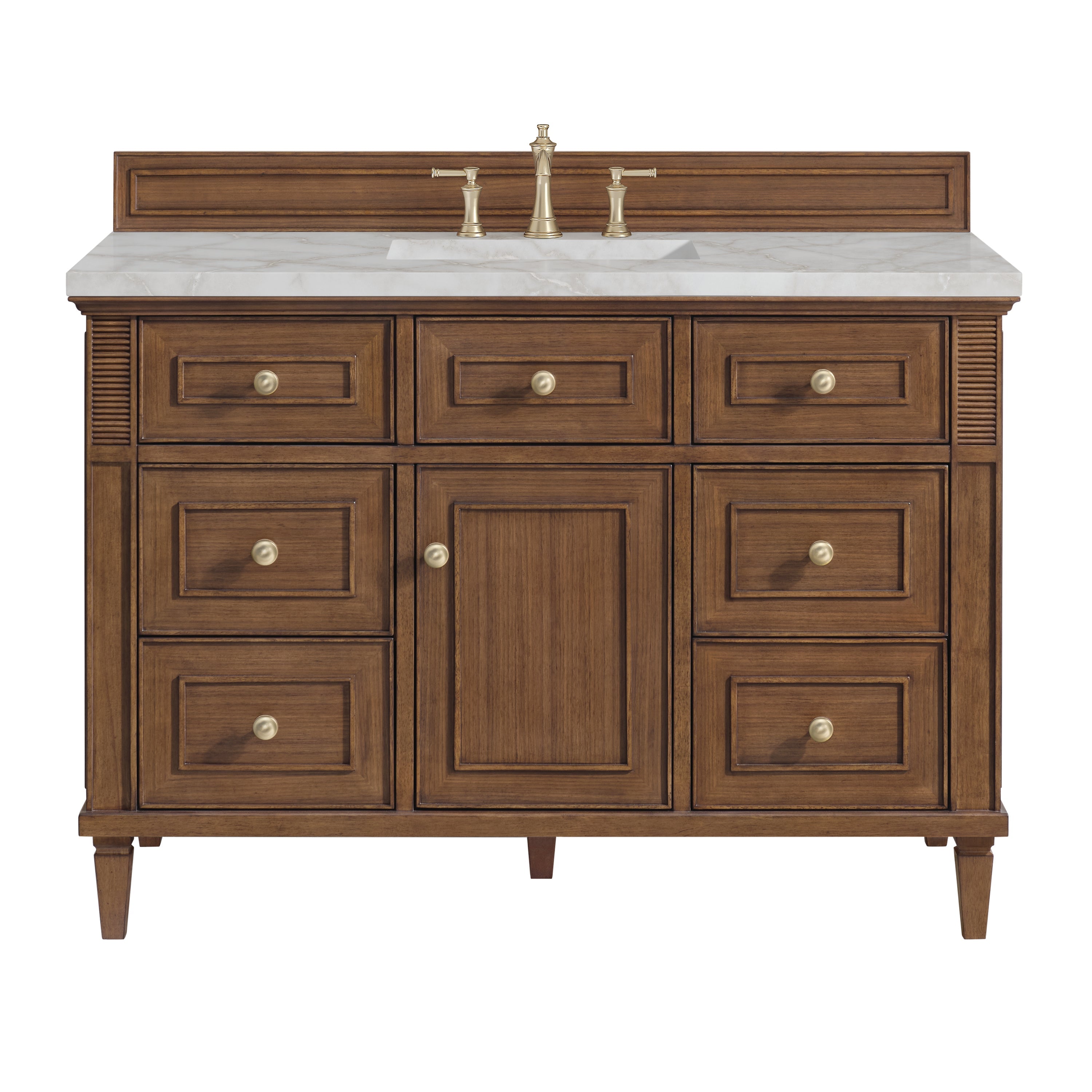 Mid-Century Walnut / Victorian Silver - 3 Faucet Holes
