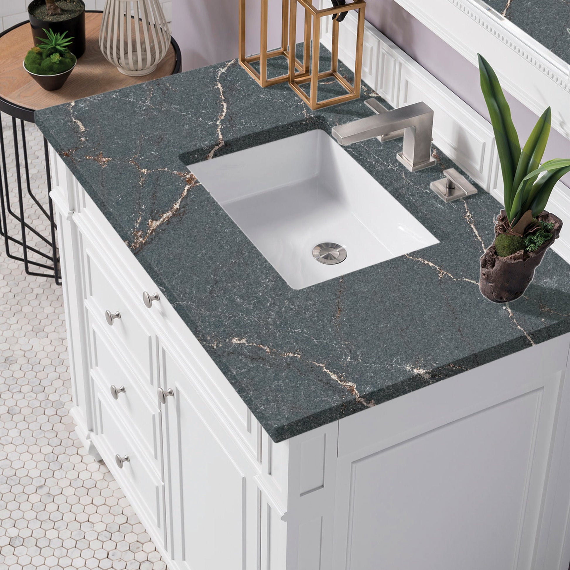 Bright White / Parisien Bleu - 3 Faucet Holes