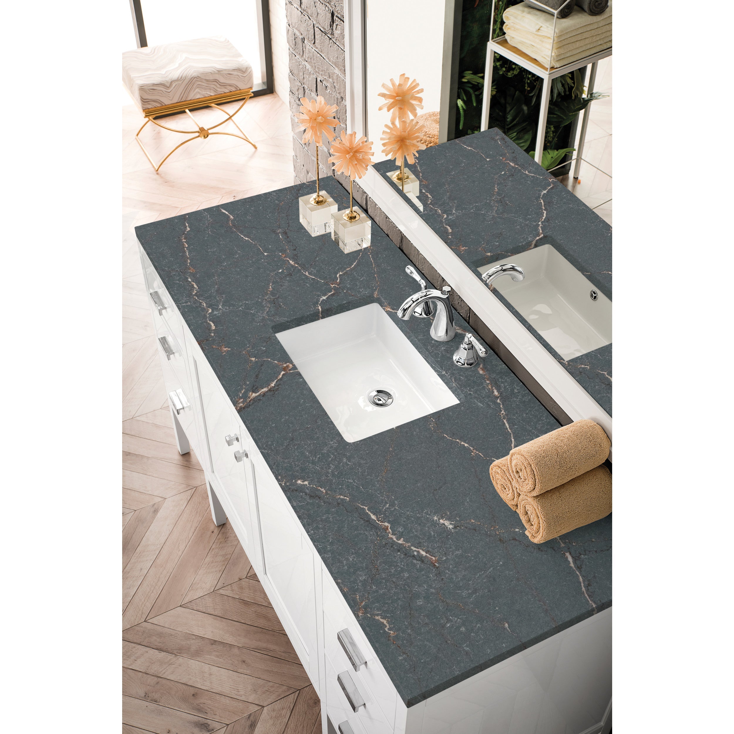 Glossy White / Parisien Bleu - 3 Faucet Holes