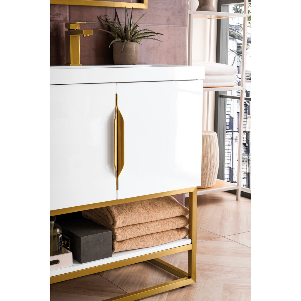 Glossy White / Radiant Gold / Glossy White - 1 Faucet Hole