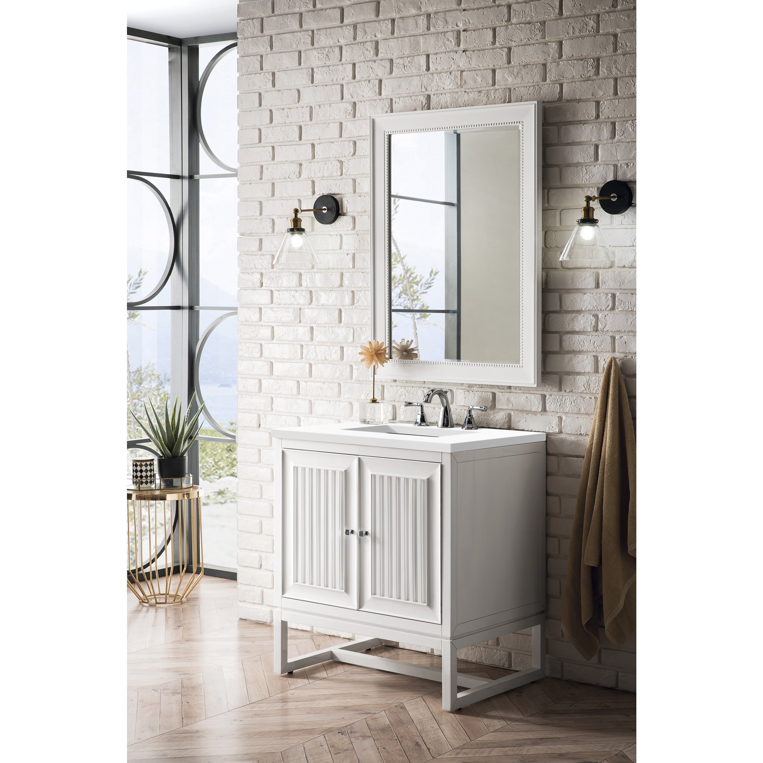 Glossy White / White Zeus - 3 Faucet Holes