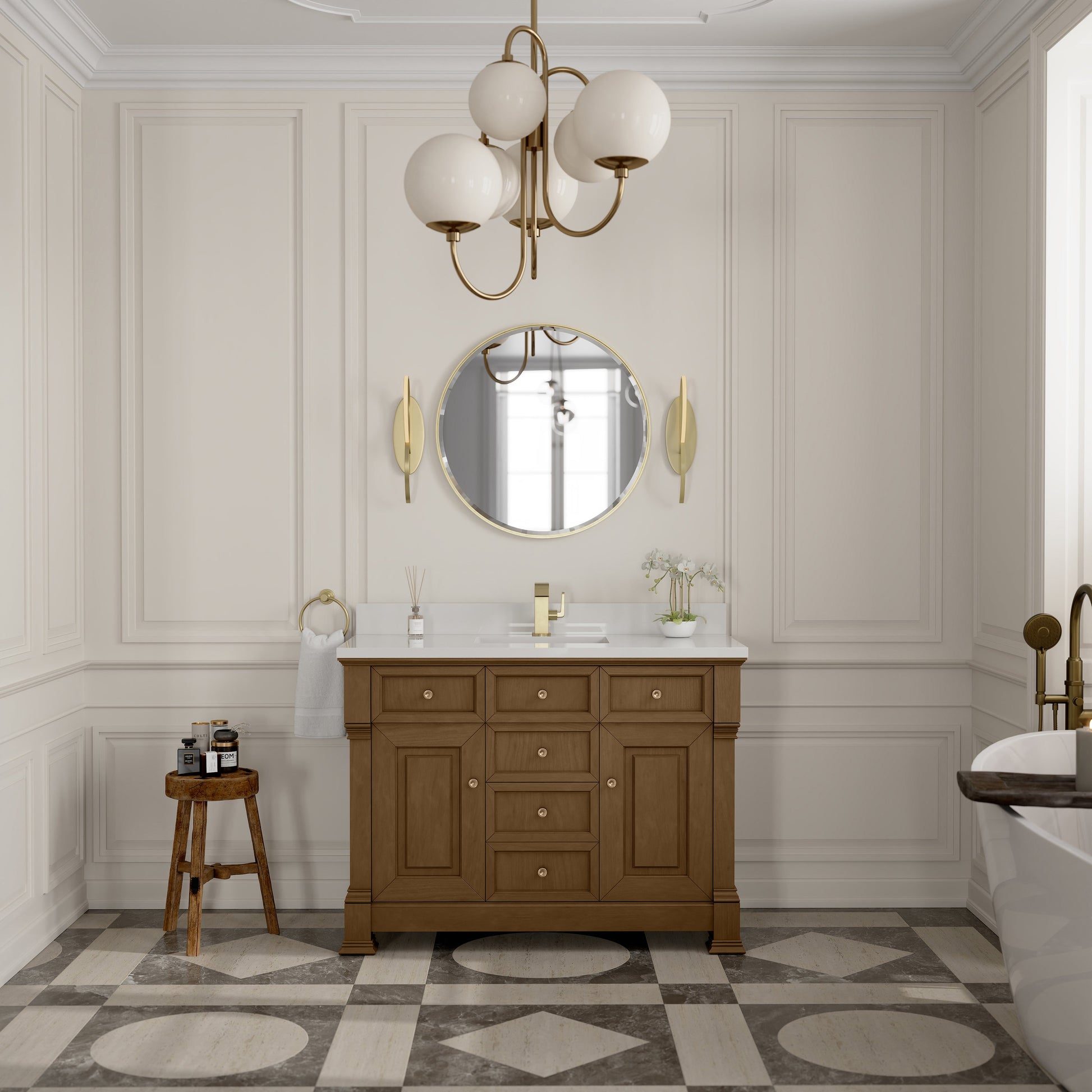 Honey Oak / White Zeus - 1 Faucet Hole