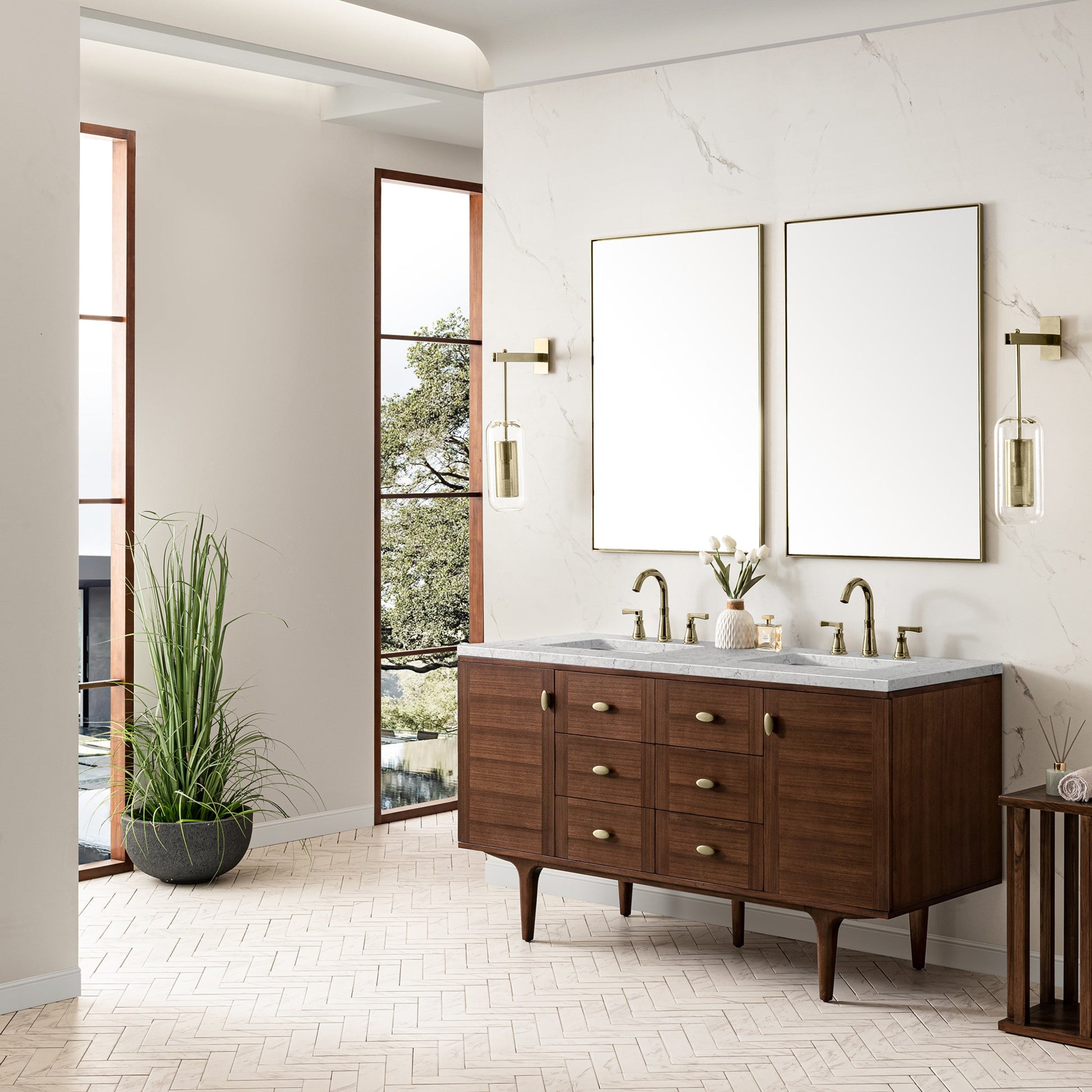Mid-Century Walnut / Eternal Jasmine Pearl - 3 Faucet Holes