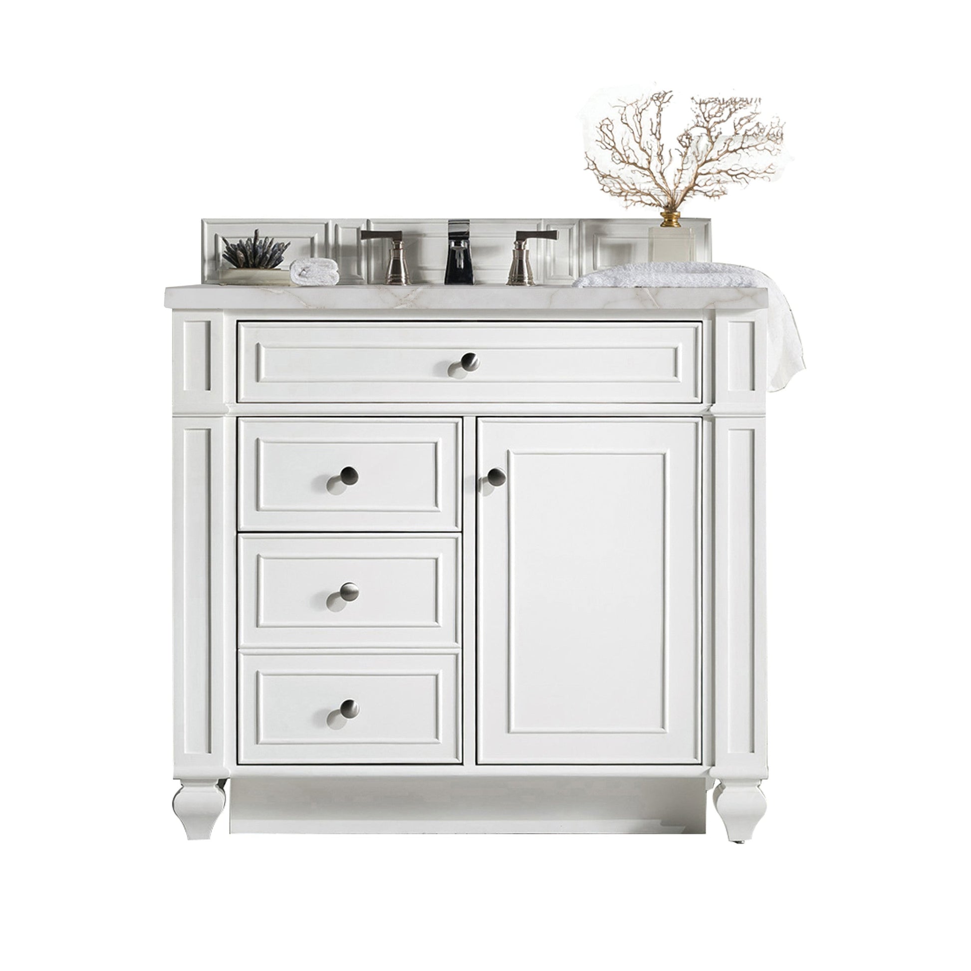 Bright White / Victorian Silver - 3 Faucet Holes