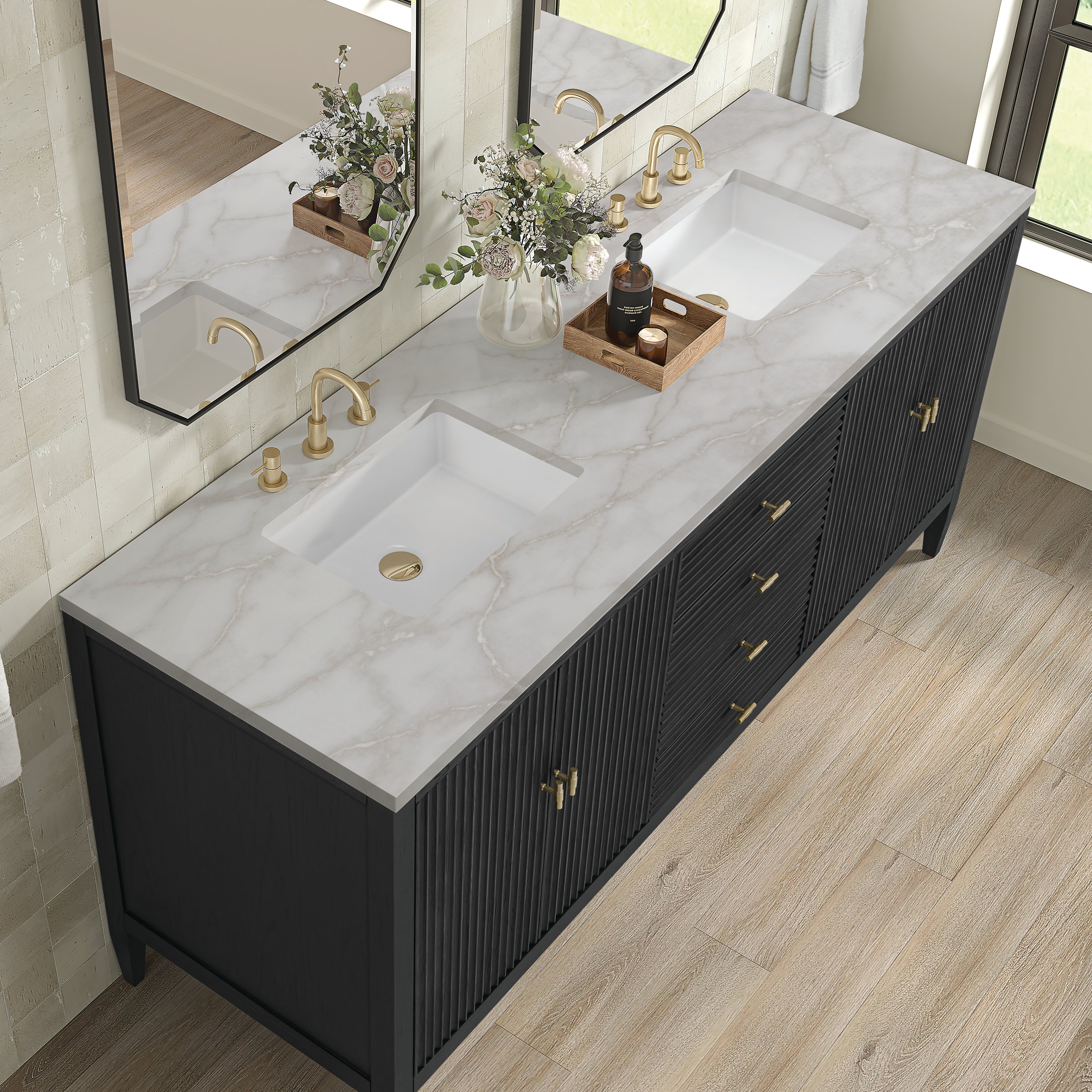 Carbon Oak / Victorian Silver - 3 Faucet Holes