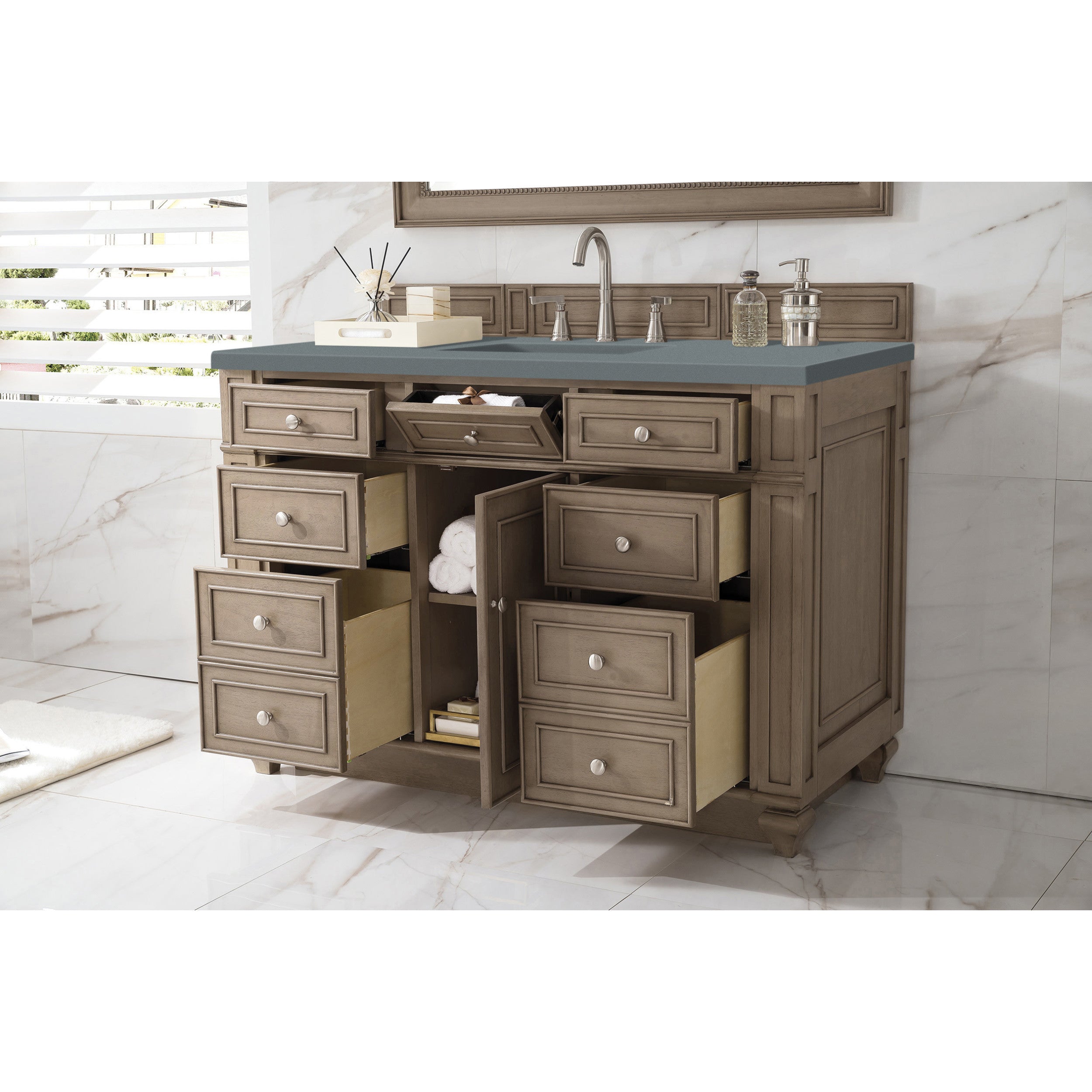 Whitewashed Walnut / Cala Blue - 3 Faucet Holes