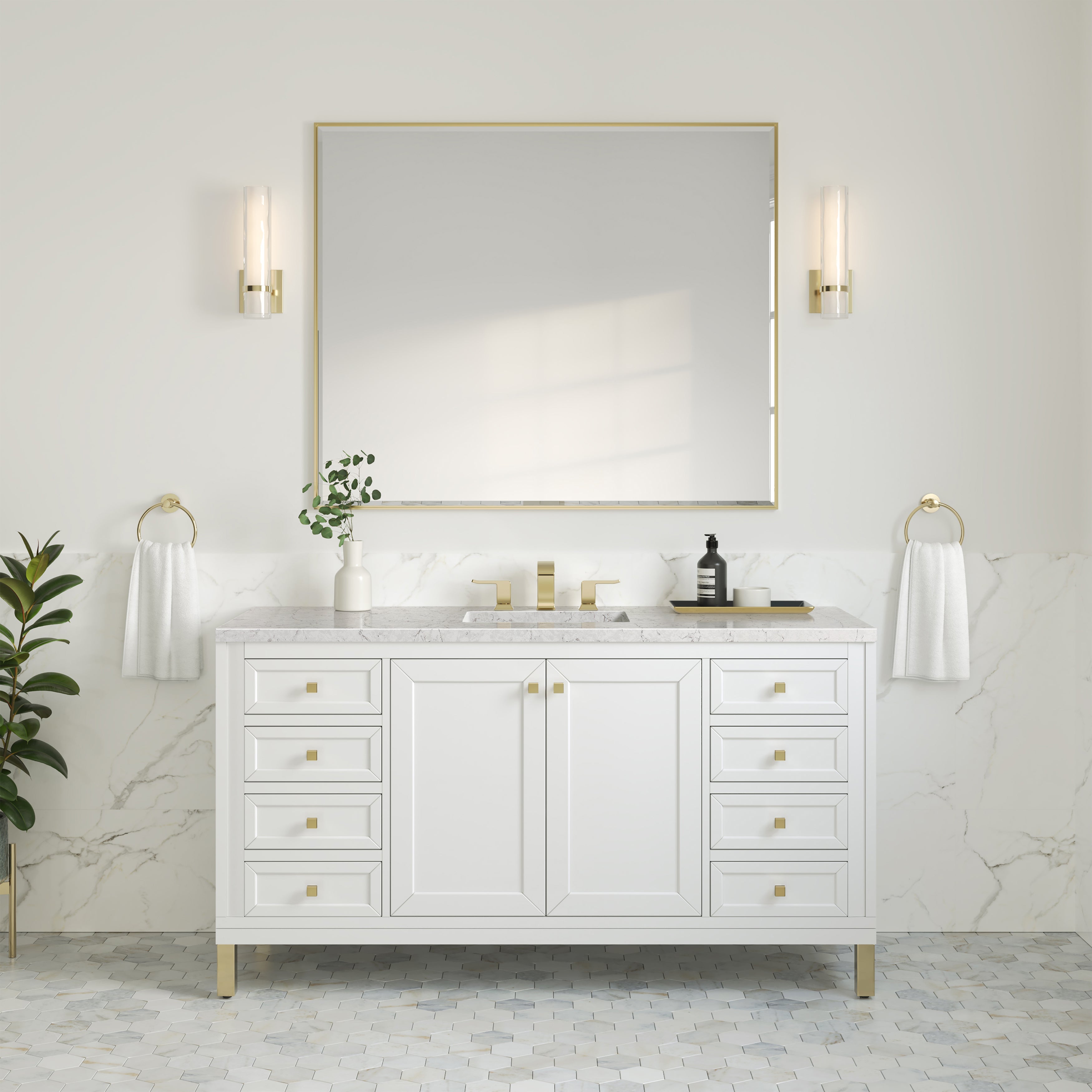 Glossy White / Eternal Jasmine Pearl - 3 Faucet Holes