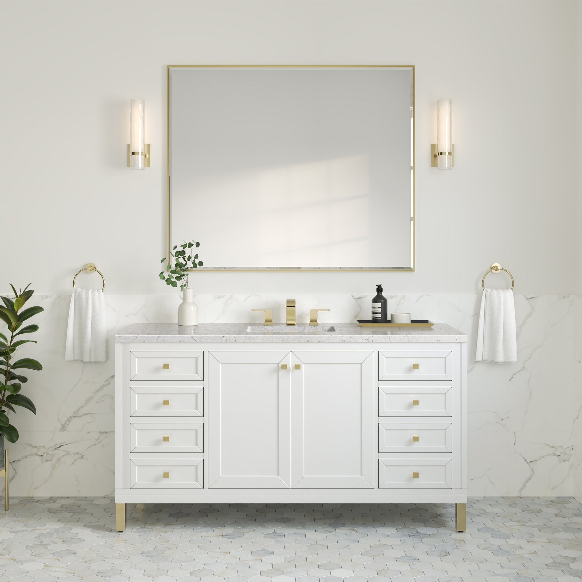 Glossy White / Eternal Jasmine Pearl - 3 Faucet Holes