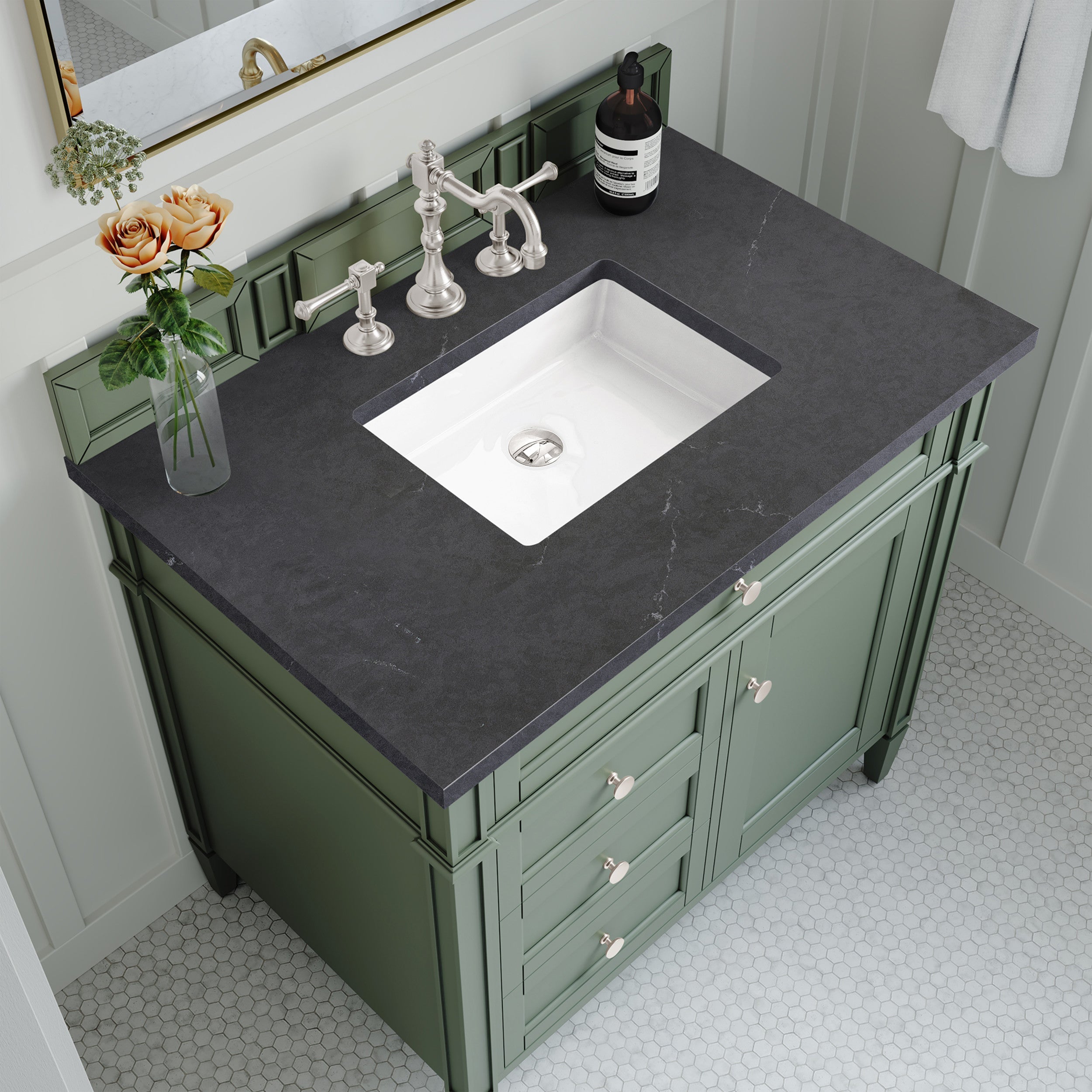 Smokey Celadon / Charcoal Soapstone - 3 Faucet Holes