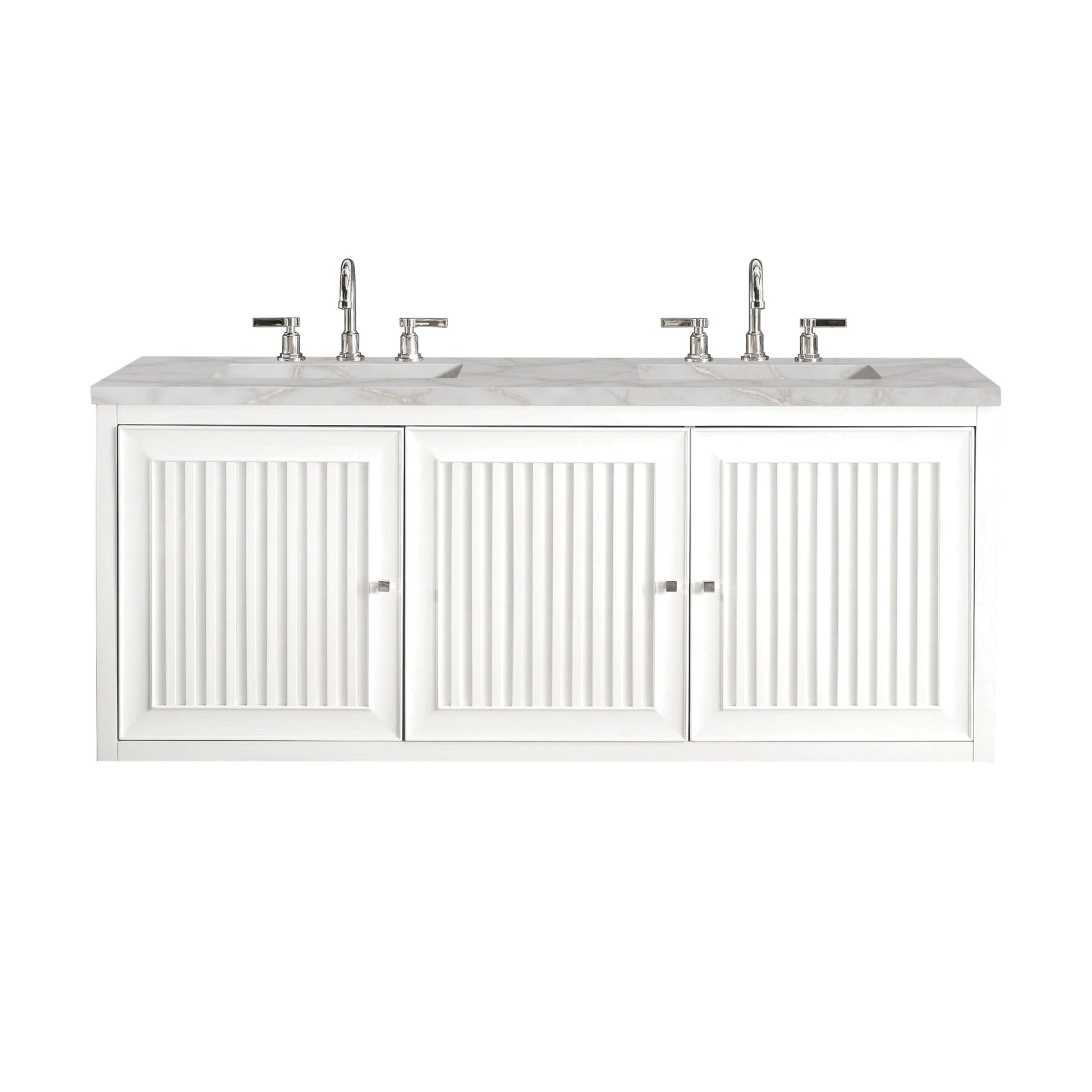Glossy White / Victorian Silver - 3 Faucet Holes