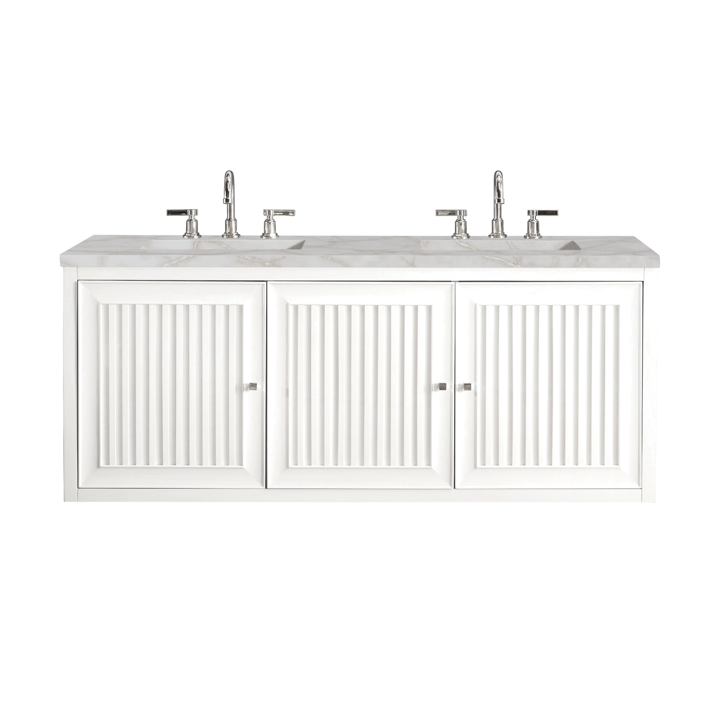 Glossy White / Victorian Silver - 3 Faucet Holes