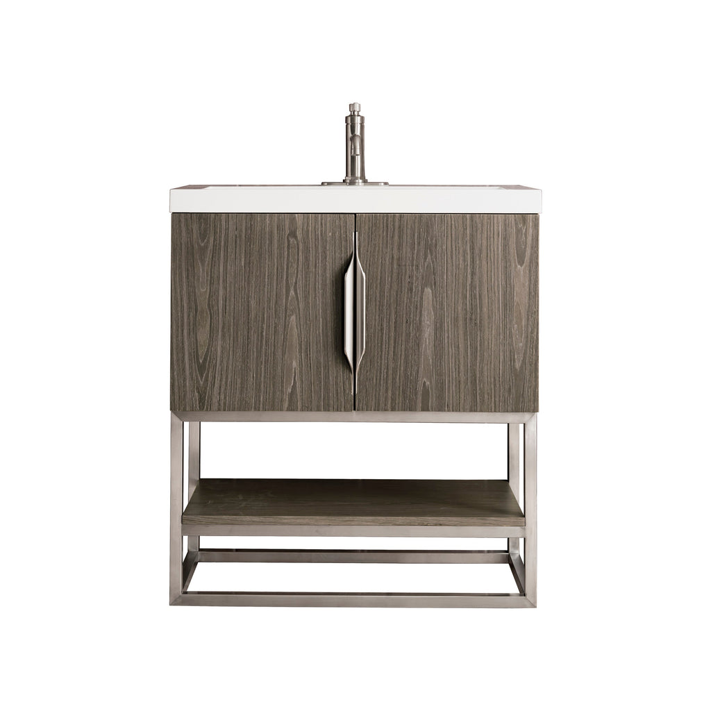 Ash Gray / Brushed Nickel / Glossy White - 1 Faucet Hole
