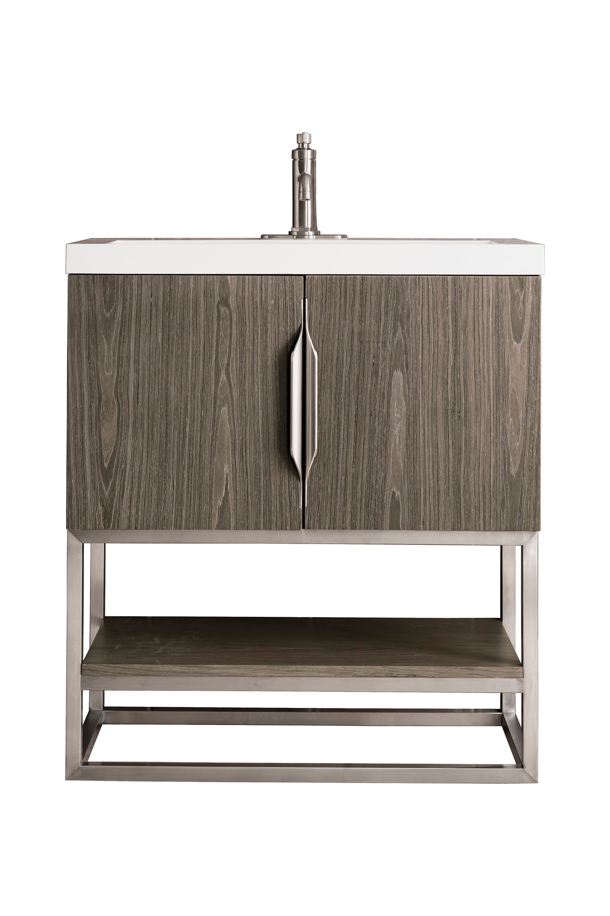 Ash Gray / Brushed Nickel / Glossy White - 1 Faucet Hole