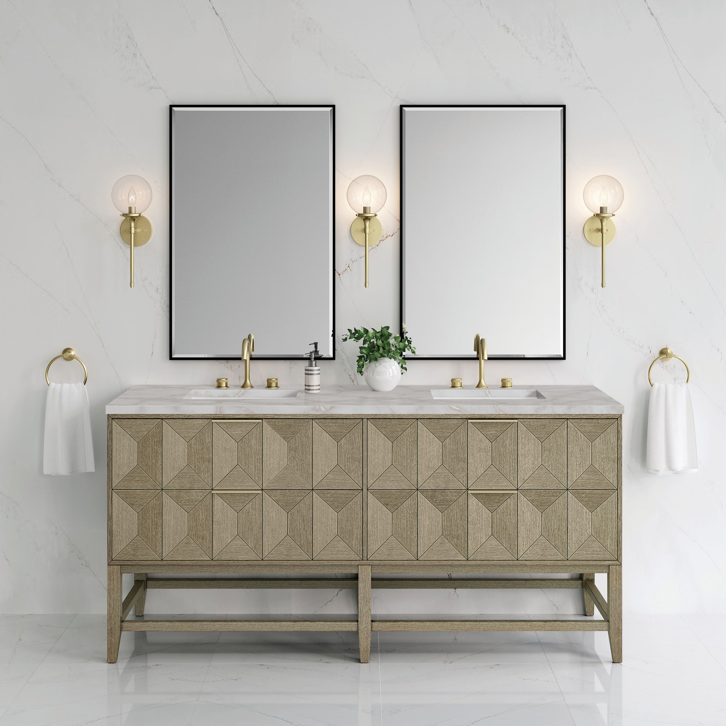 Pebble Oak / Victorian Silver - 3 Faucet Holes