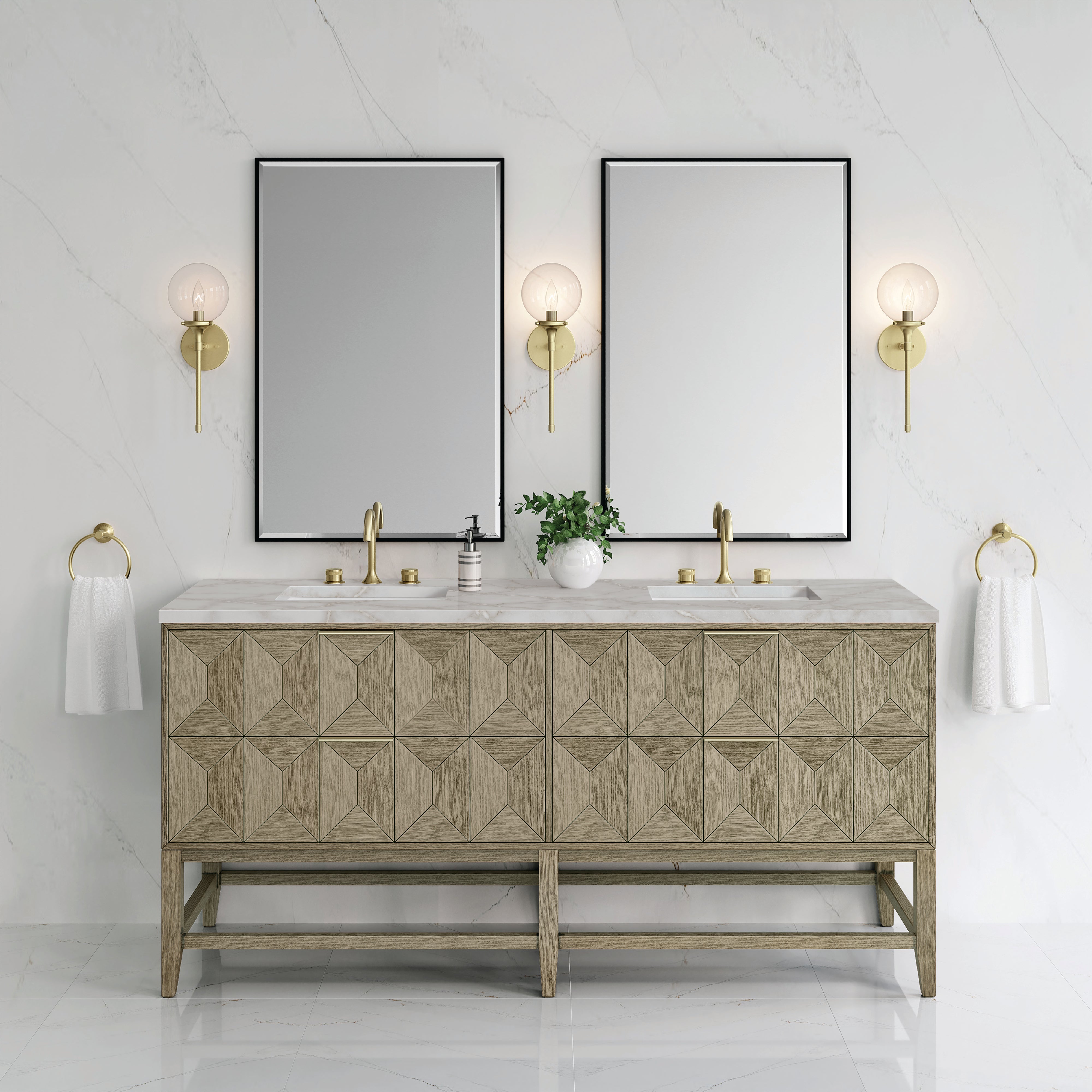 Pebble Oak / Victorian Silver - 3 Faucet Holes