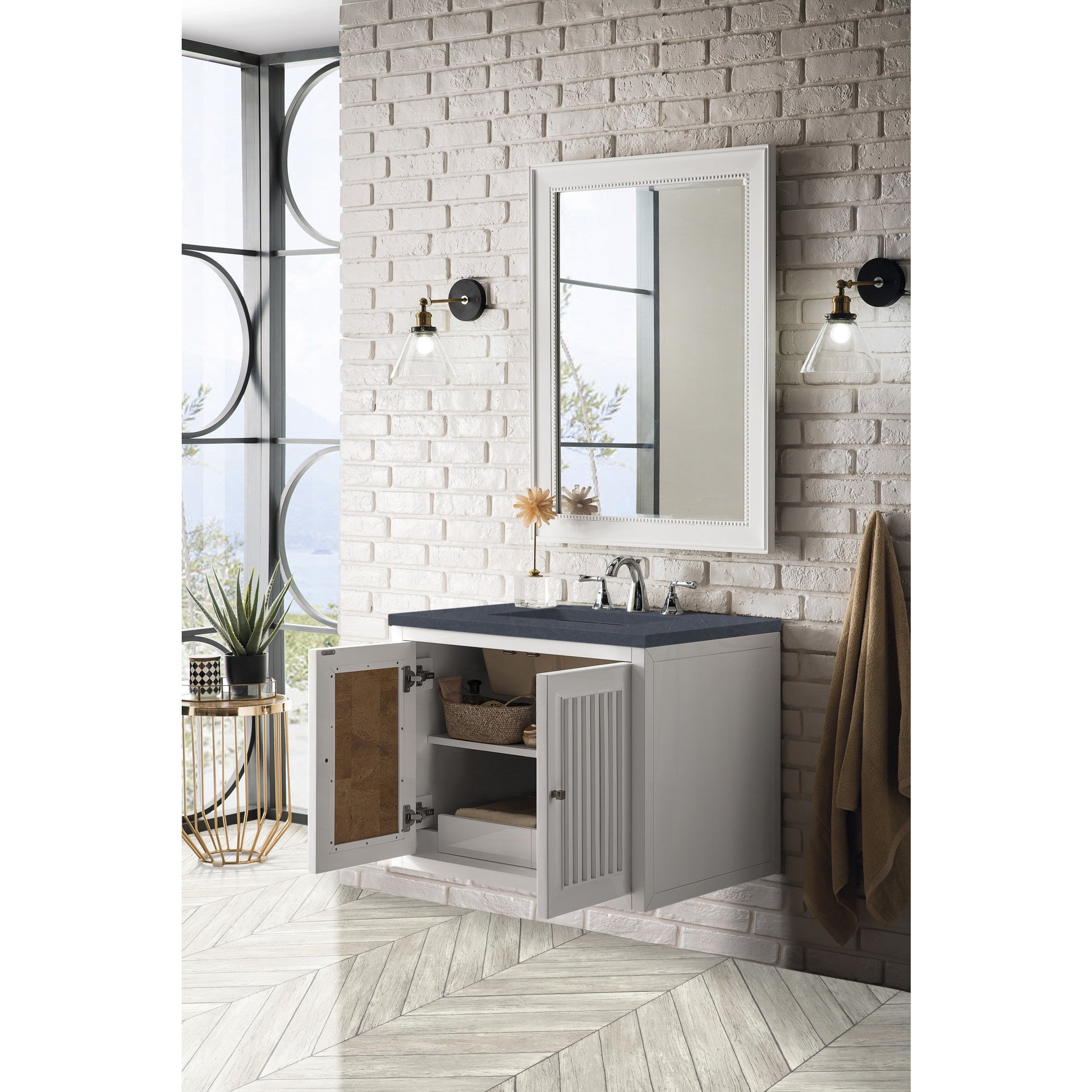 Glossy White / Charcoal Soapstone - 3 Faucet Holes