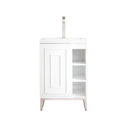Glossy White / White Glossy / Brushed Nickel - 1 Faucet Hole
