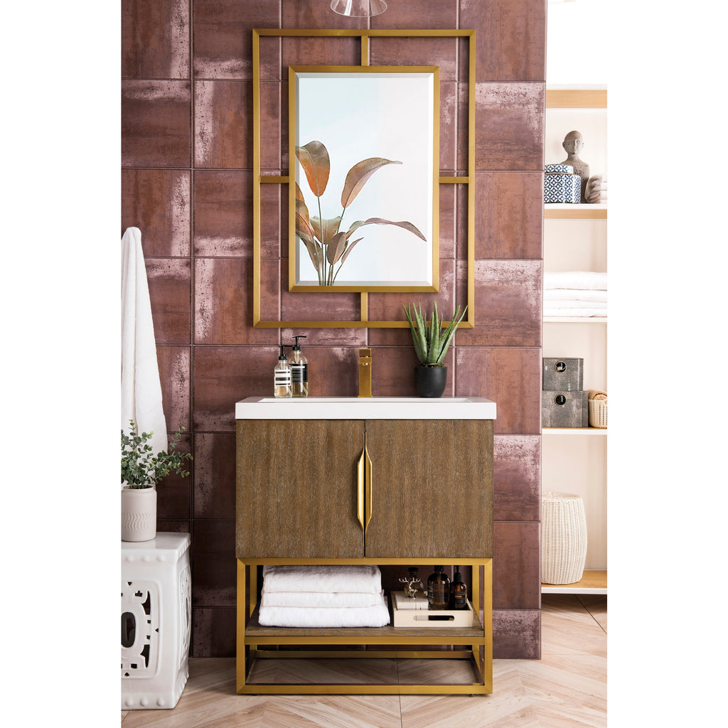 Latte Oak / Radiant Gold / Glossy White - 1 Faucet Hole