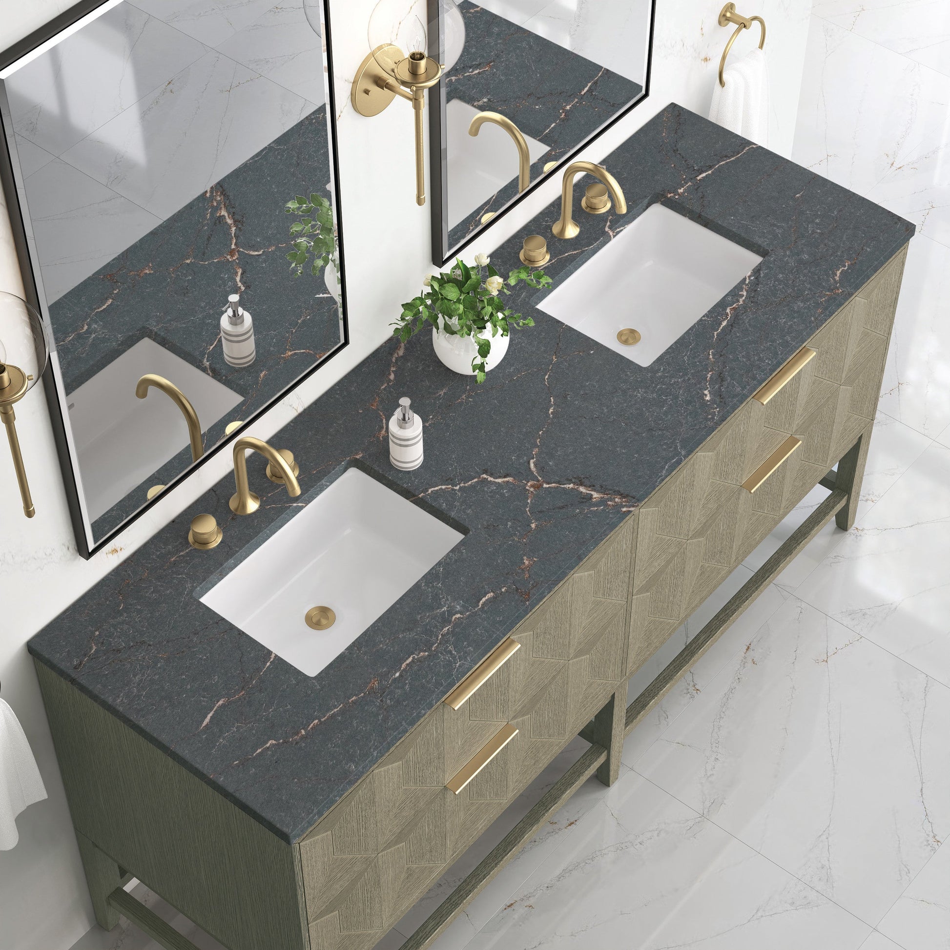 Pebble Oak / Parisien Bleu - 3 Faucet Holes