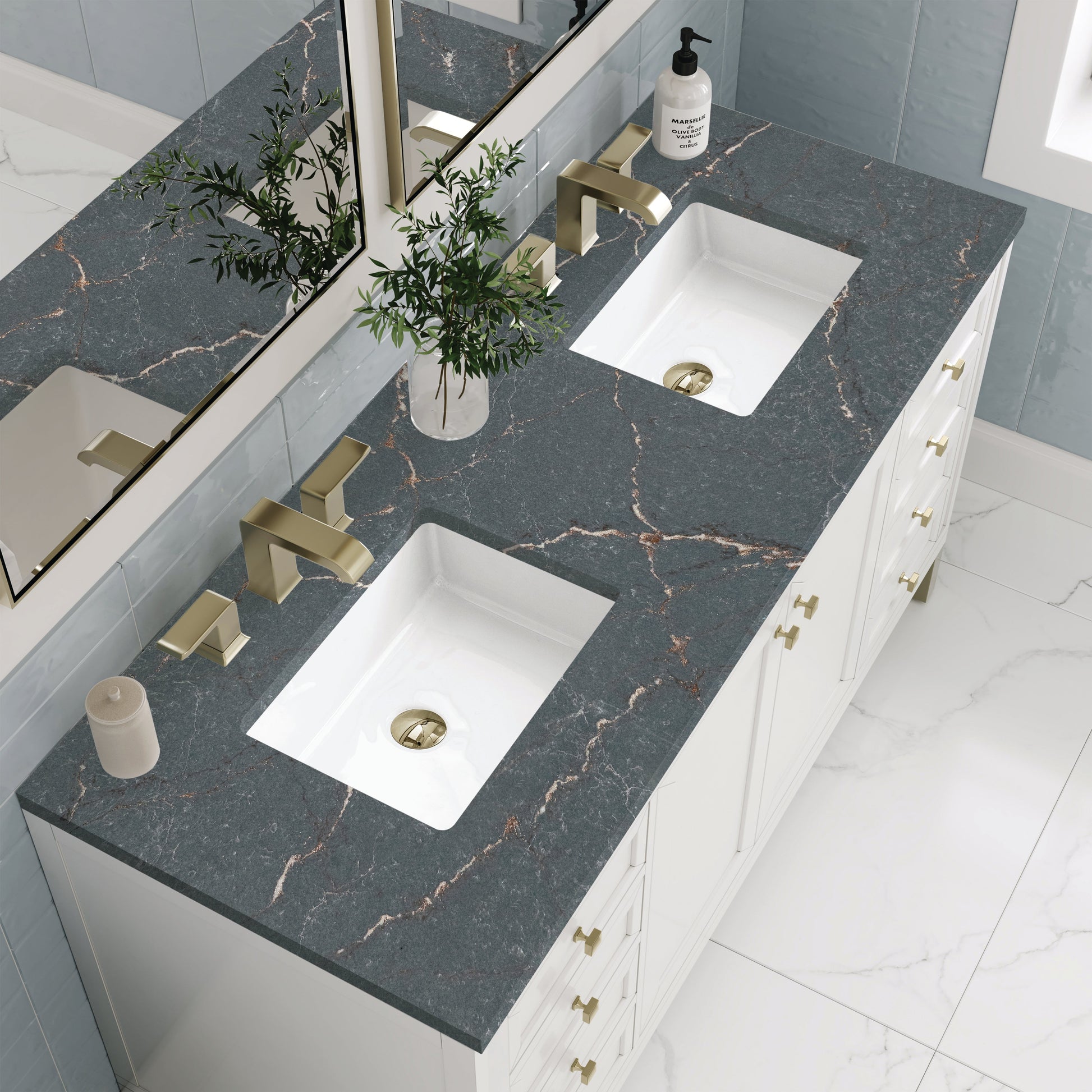 Glossy White / Parisien Bleu - 3 Faucet Holes