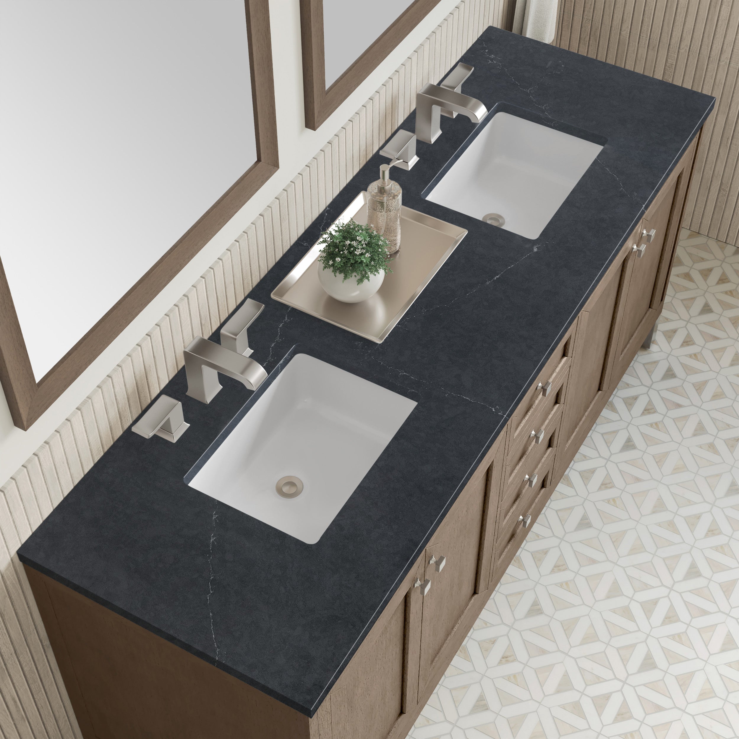 Whitewashed Walnut / Charcoal Soapstone - 3 Faucet Holes