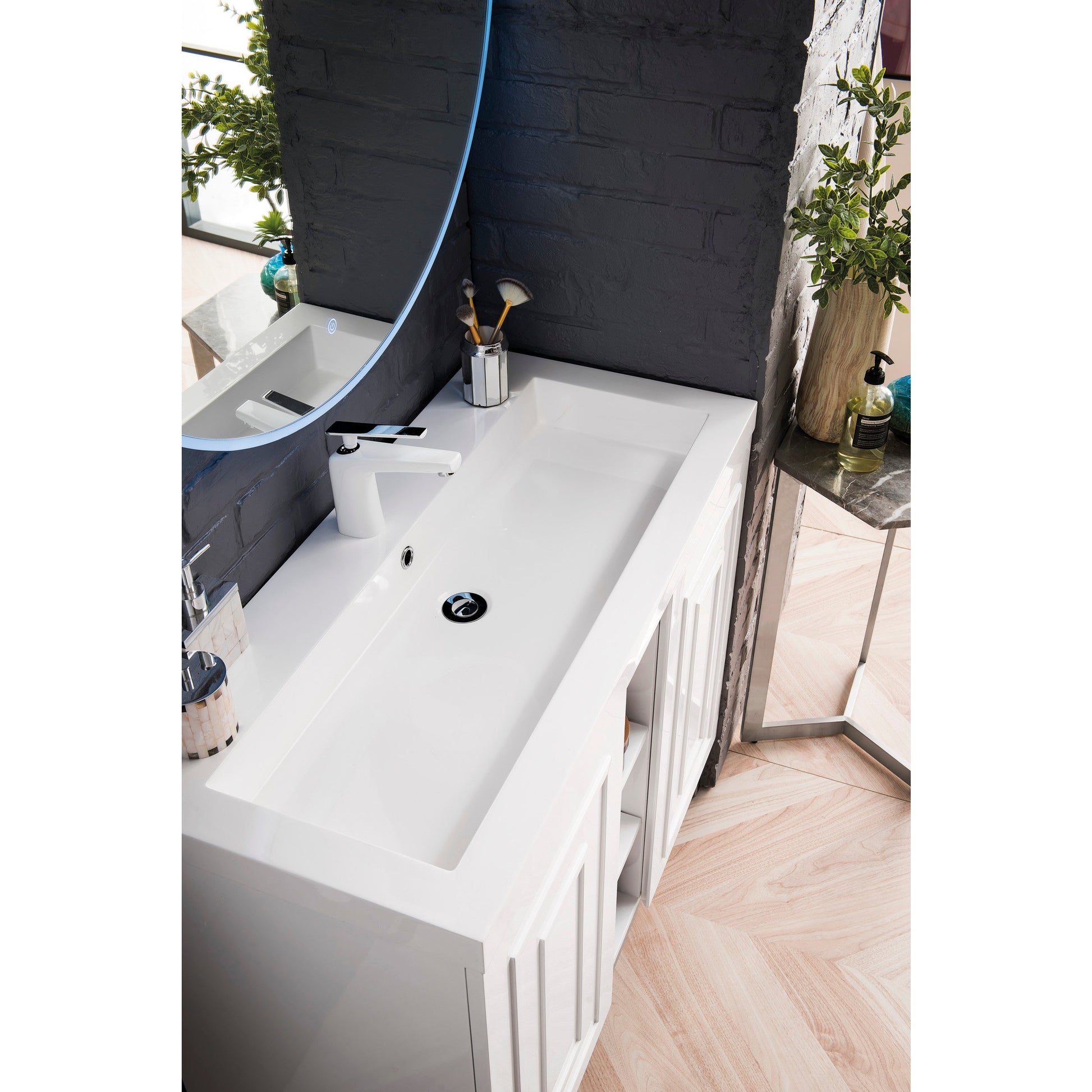 Glossy White / White Glossy / Brushed Nickel - 1 Faucet Hole