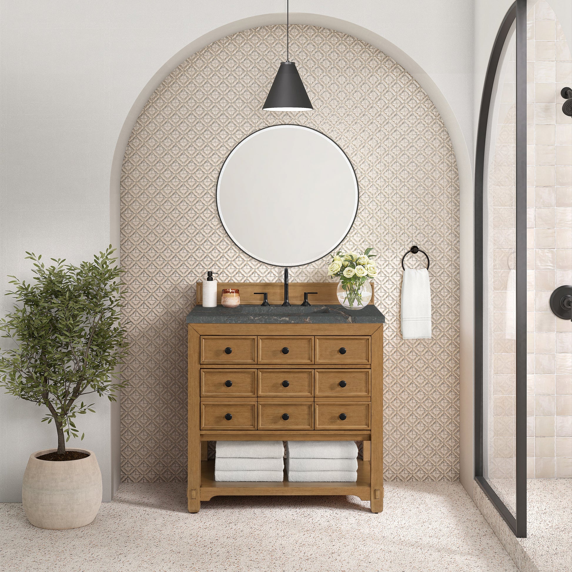 Light Natural Oak / Parisien Bleu - 3 Faucet Holes
