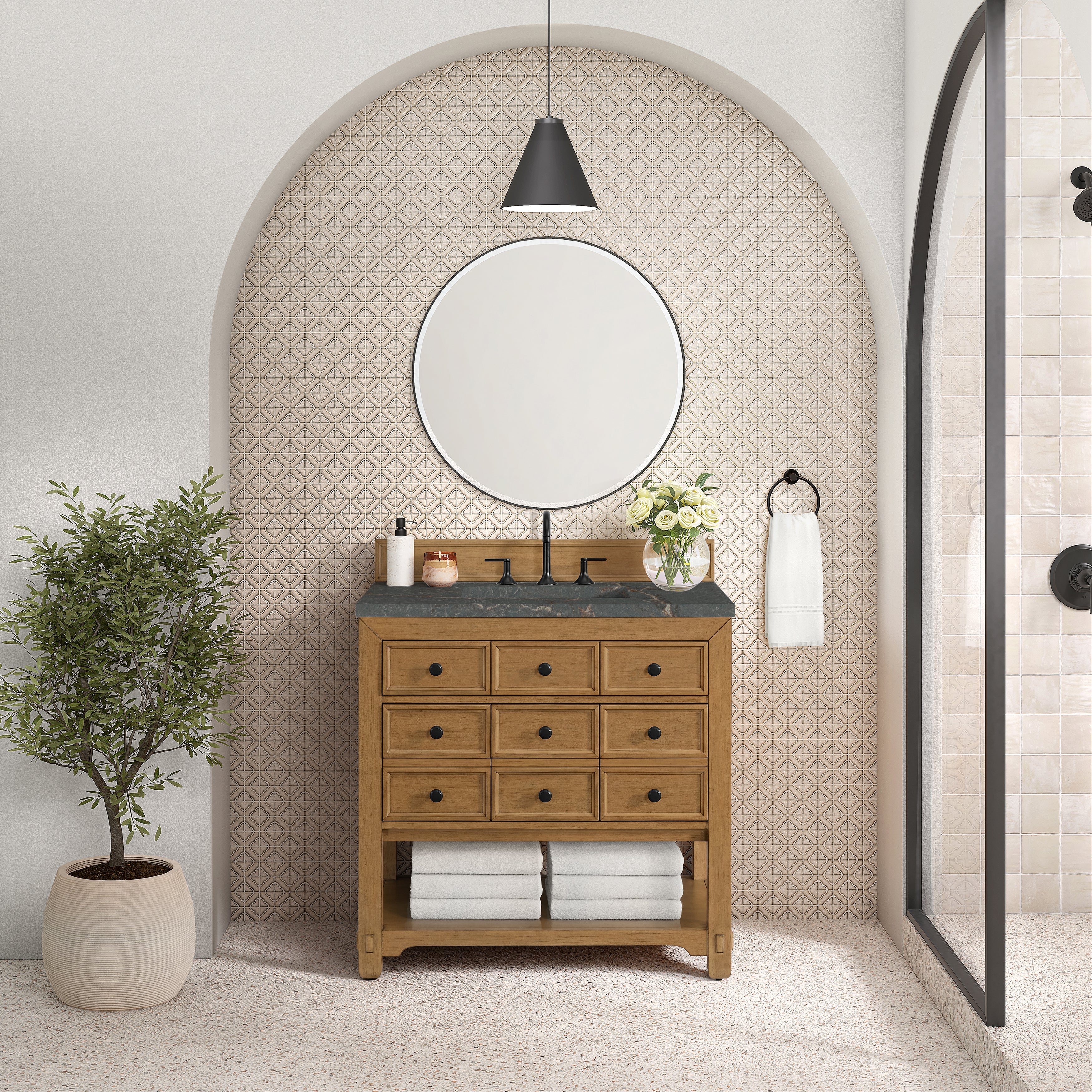 Light Natural Oak / Parisien Bleu - 3 Faucet Holes