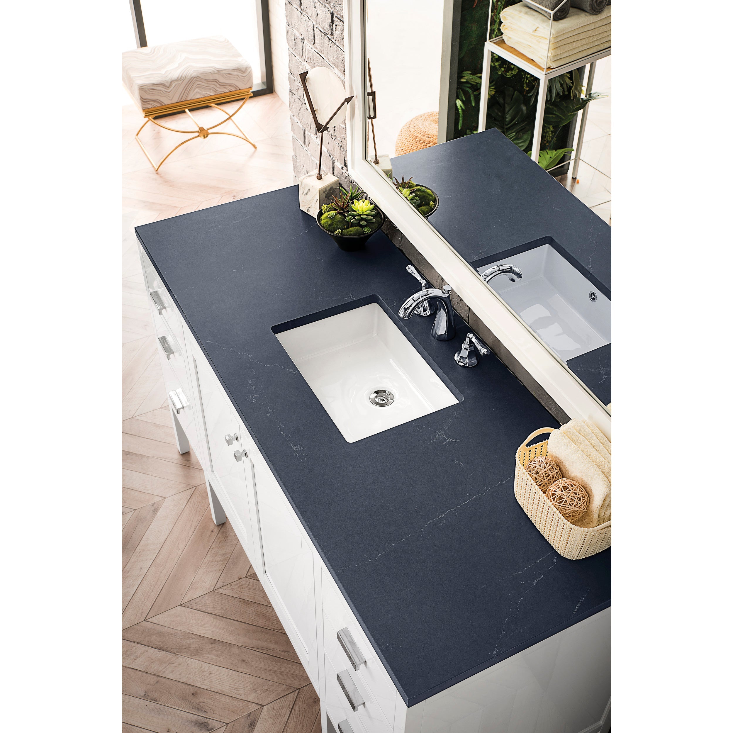 Glossy White / Charcoal Soapstone - 3 Faucet Holes