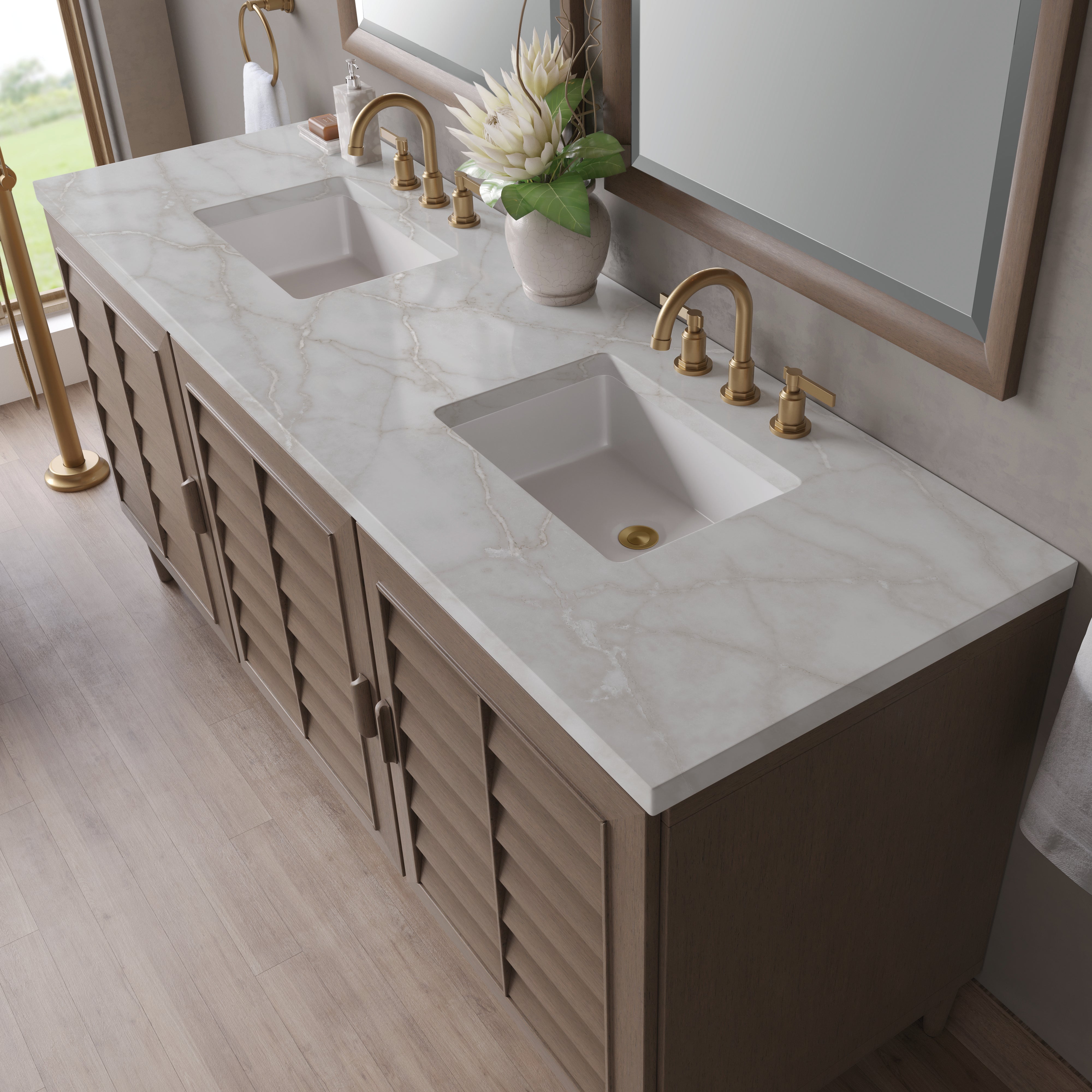 Whitewashed Walnut / Victorian Silver - 3 Faucet Holes
