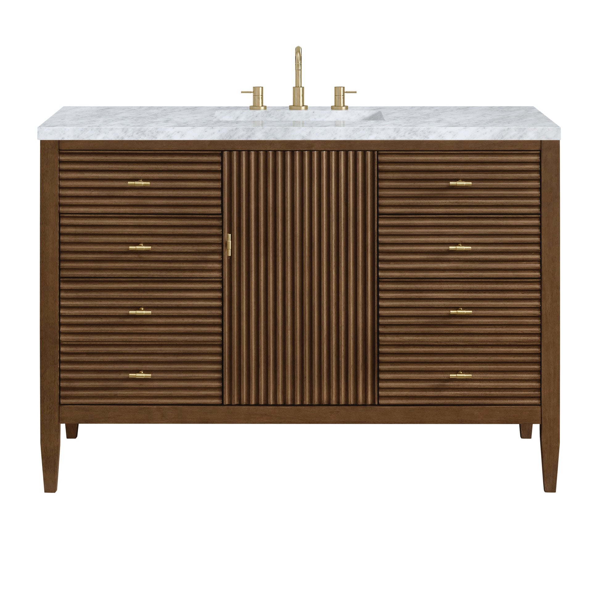 Mid-Century Walnut / Carrara White - 3 Faucet Holes