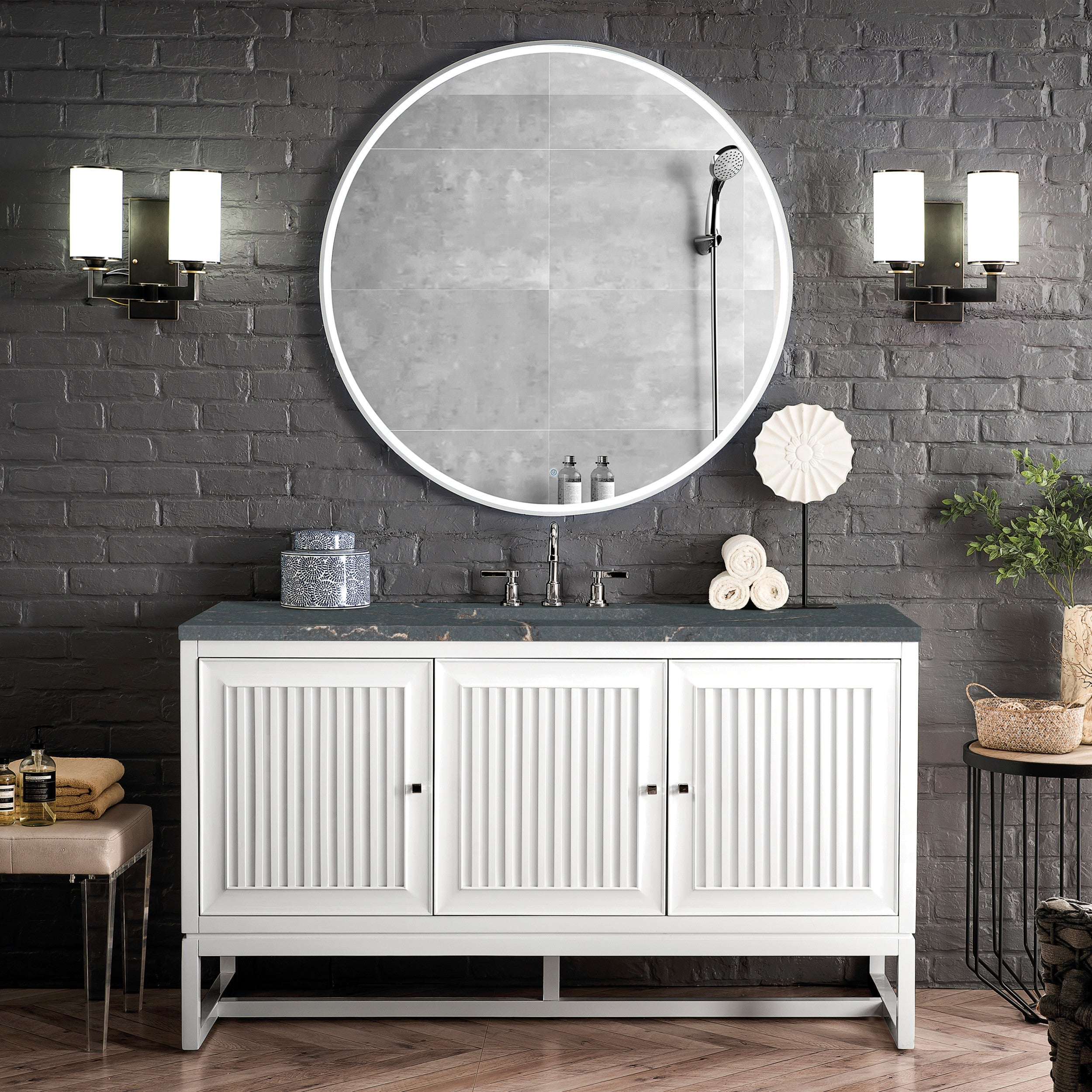 Glossy White / Parisien Bleu - 3 Faucet Holes