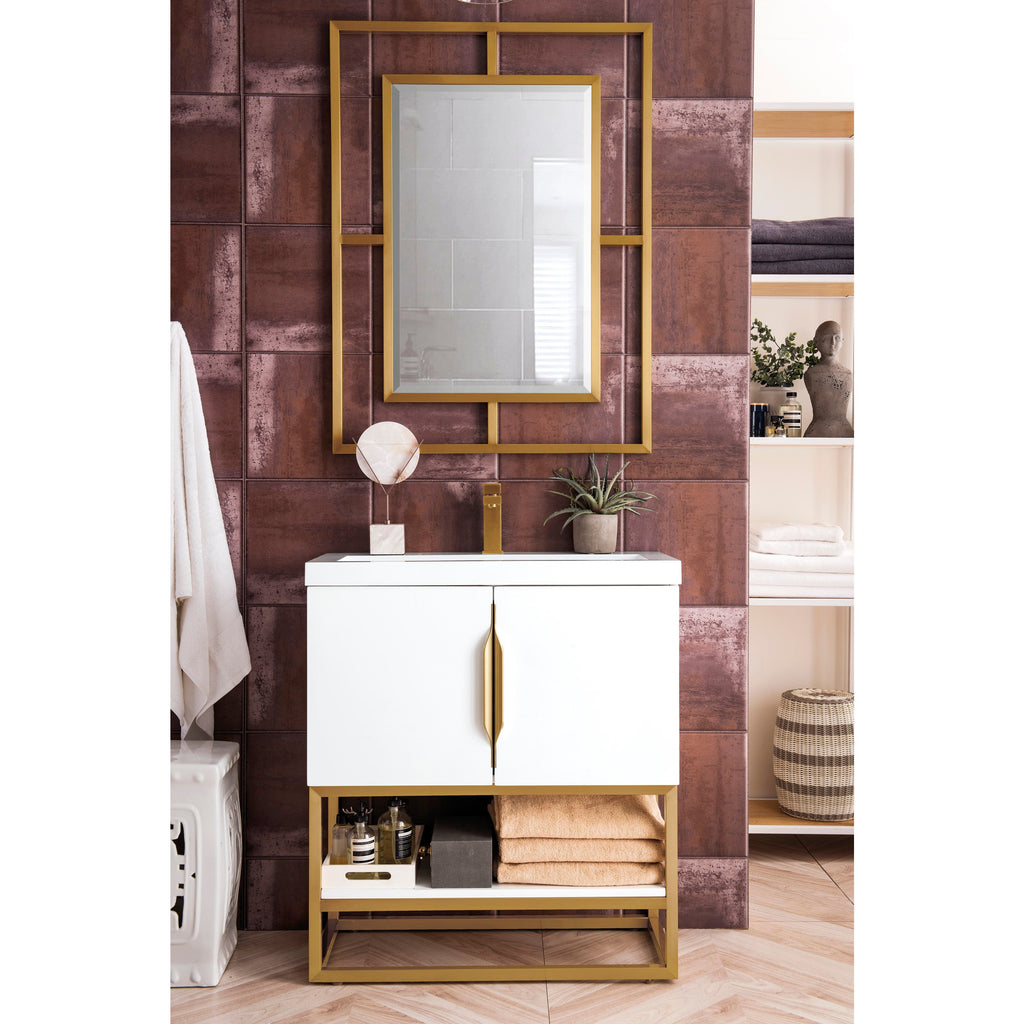 Glossy White / Radiant Gold / Glossy White - 1 Faucet Hole