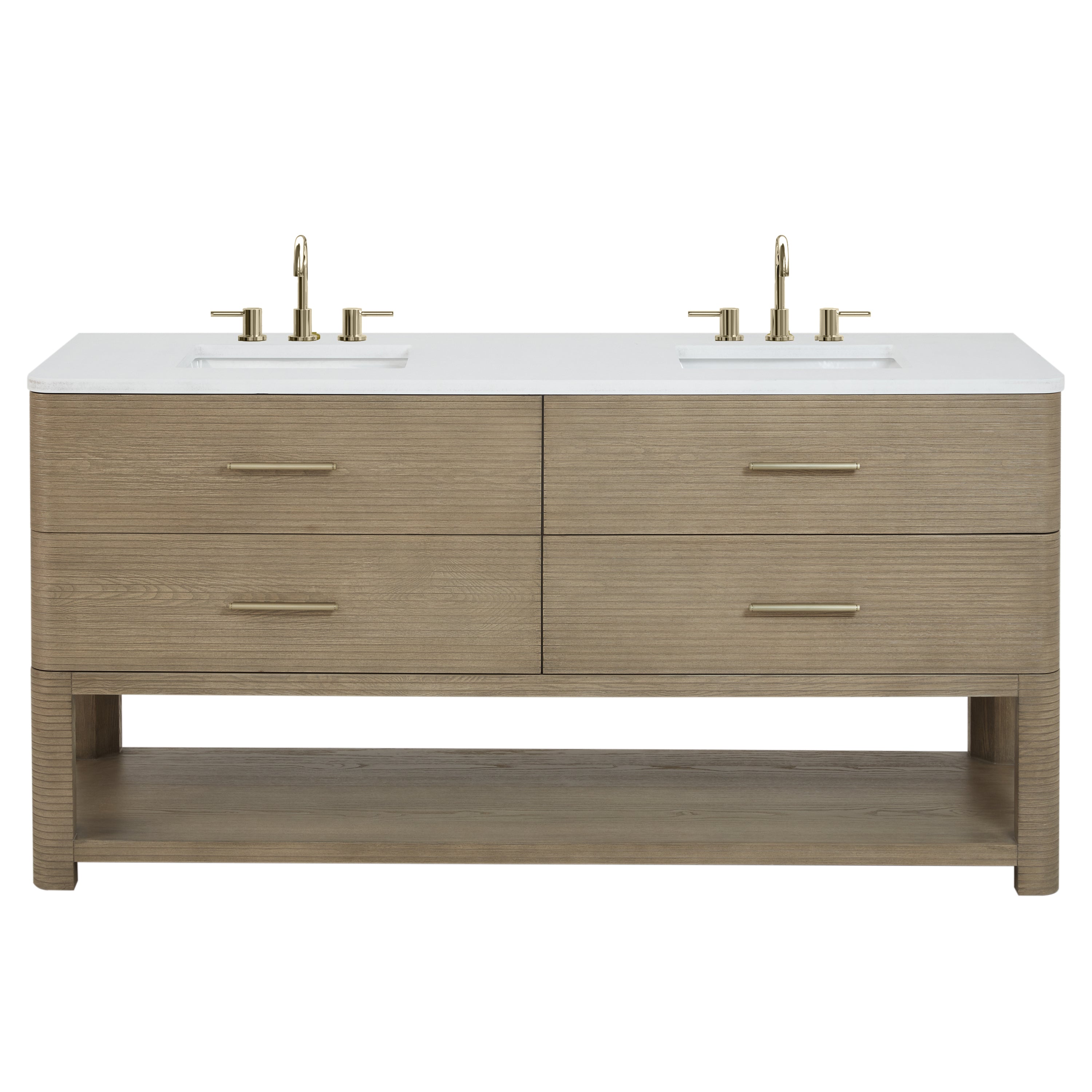 Pebble Oak / White Zeus - 3 Faucet Holes